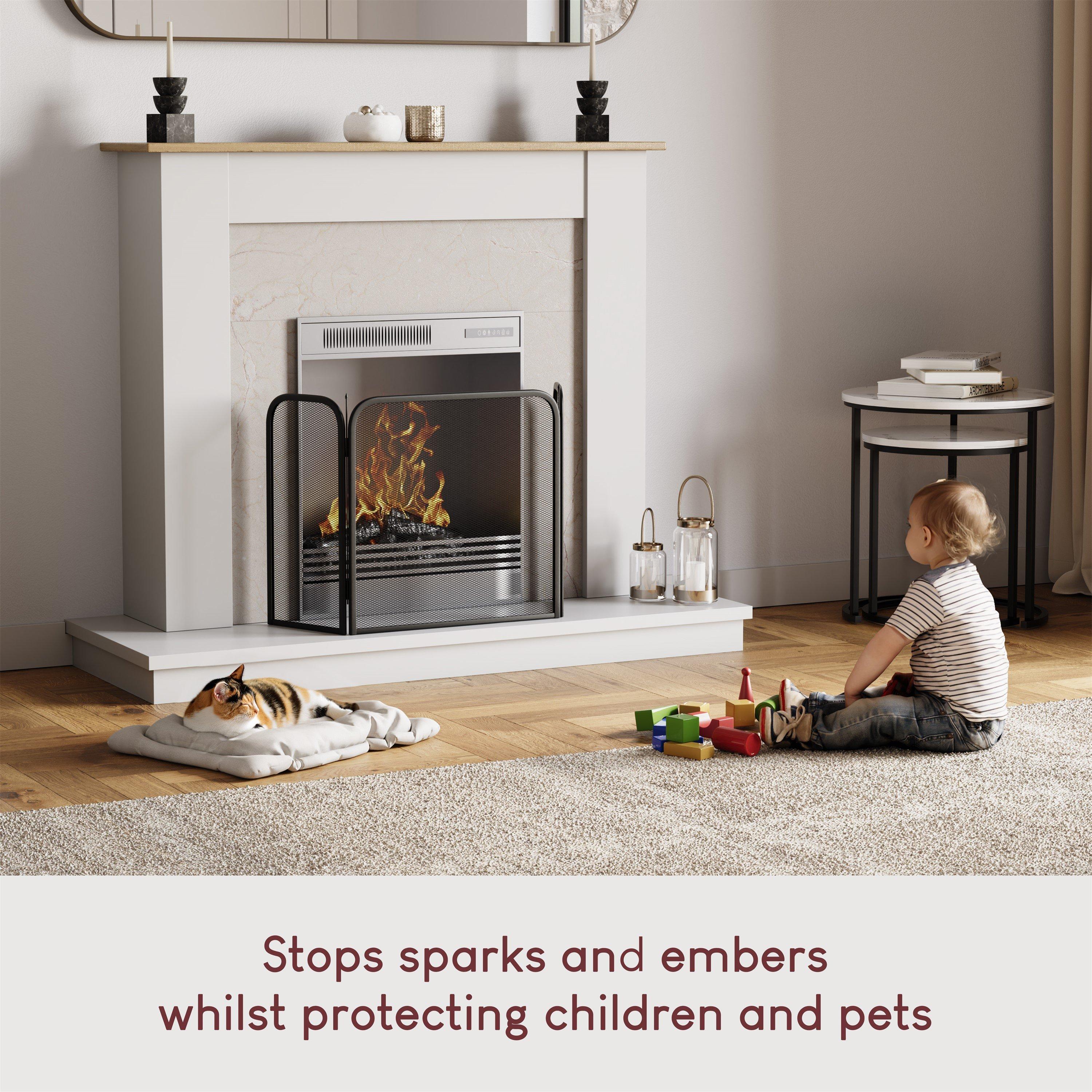 Black - Lassic - Fire Vida Roxby 3 Panel Fire Guard - 5