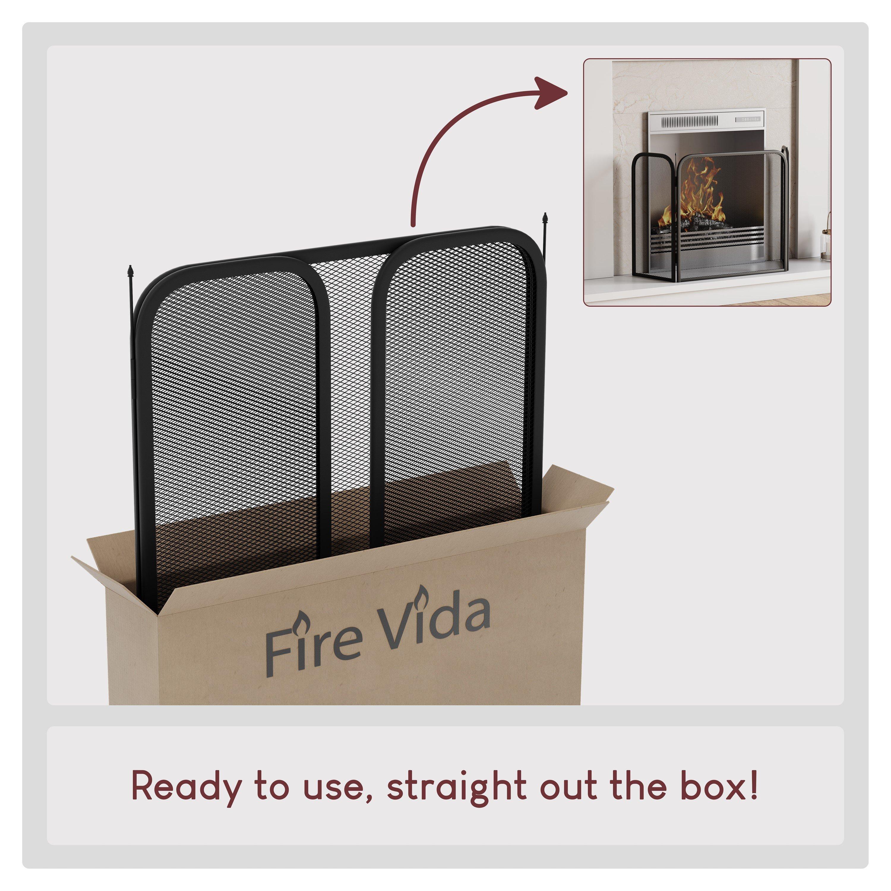 Black - Lassic - Fire Vida Roxby 3 Panel Fire Guard - 6