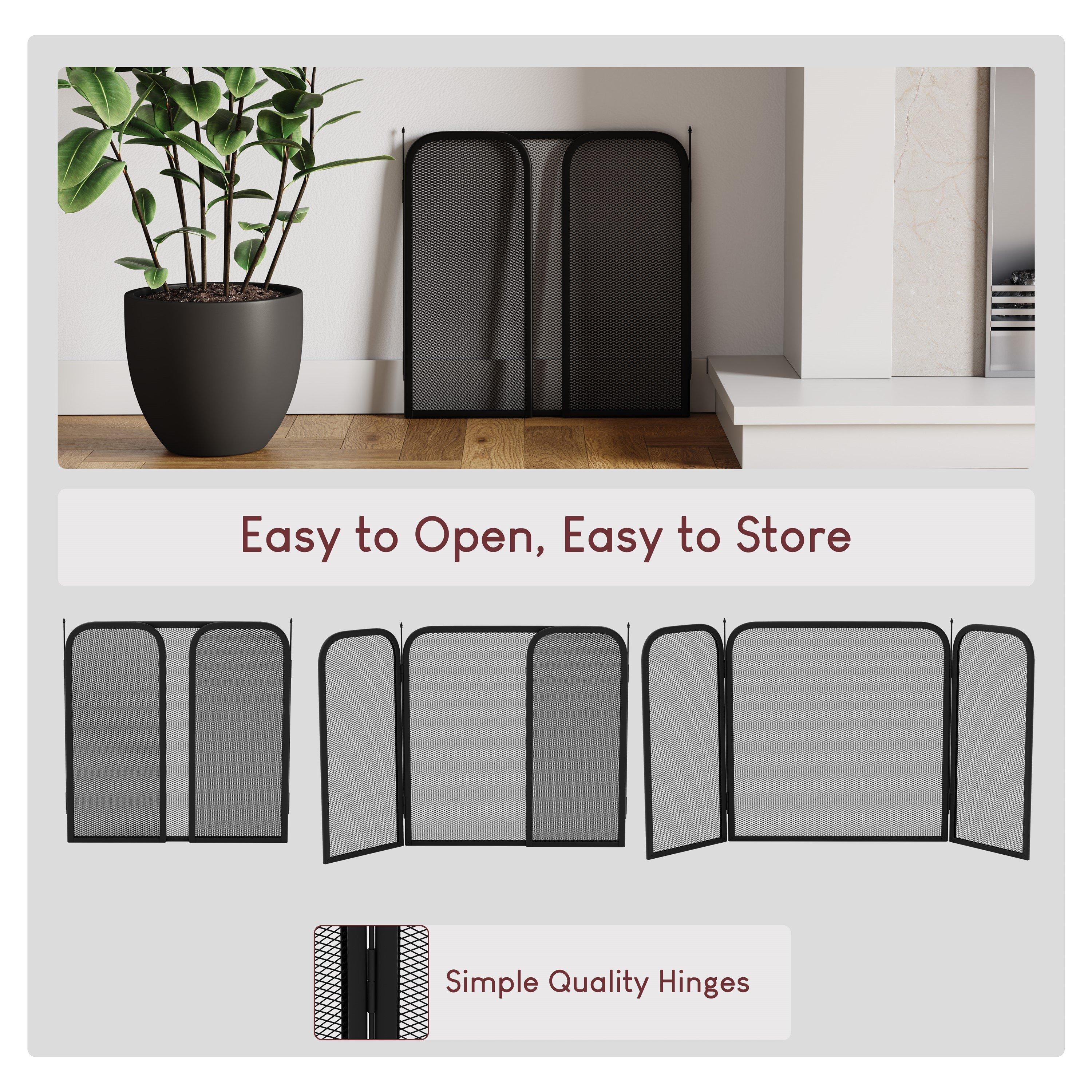 Black - Lassic - Fire Vida Roxby 3 Panel Fire Guard - 7