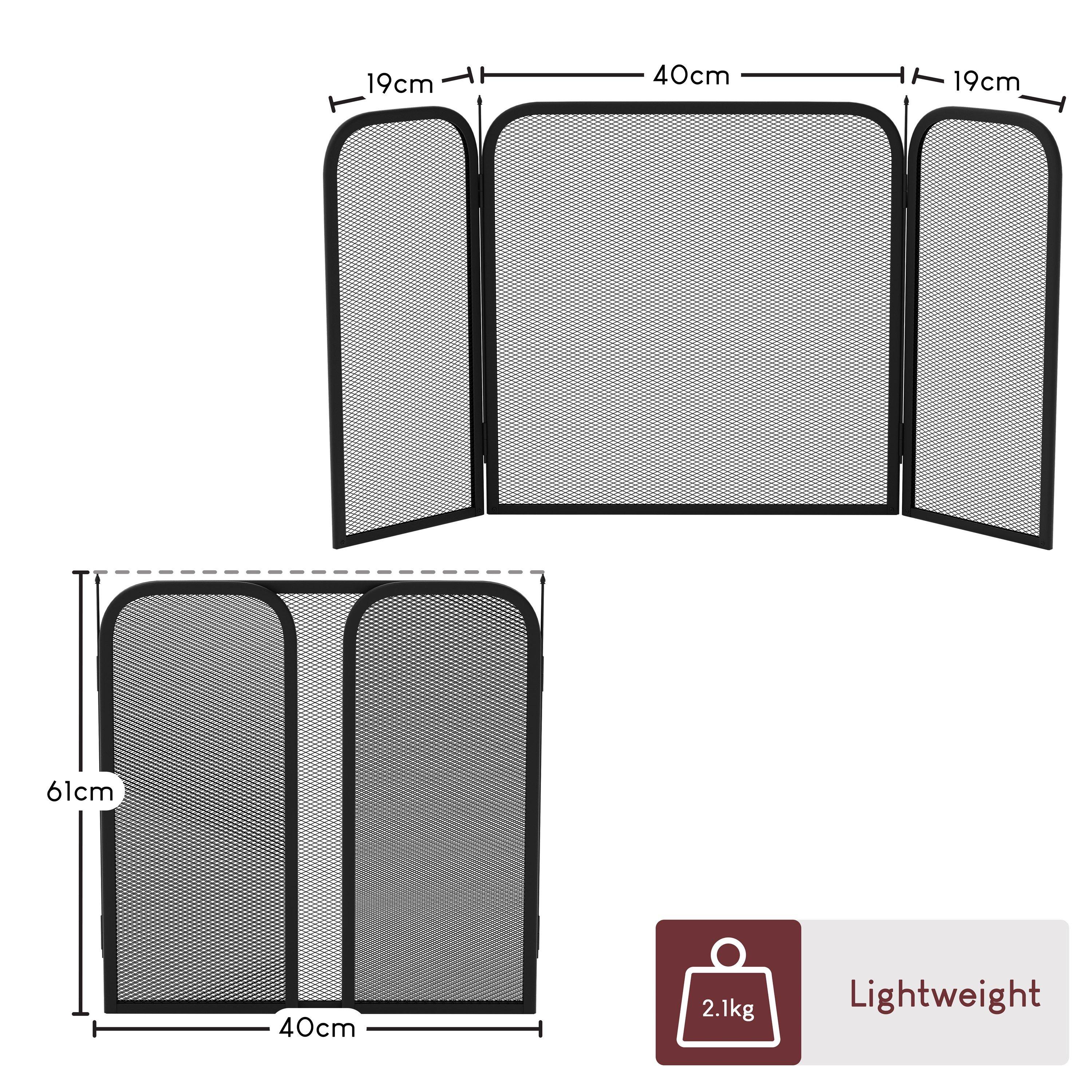 Black - Lassic - Fire Vida Roxby 3 Panel Fire Guard - 8