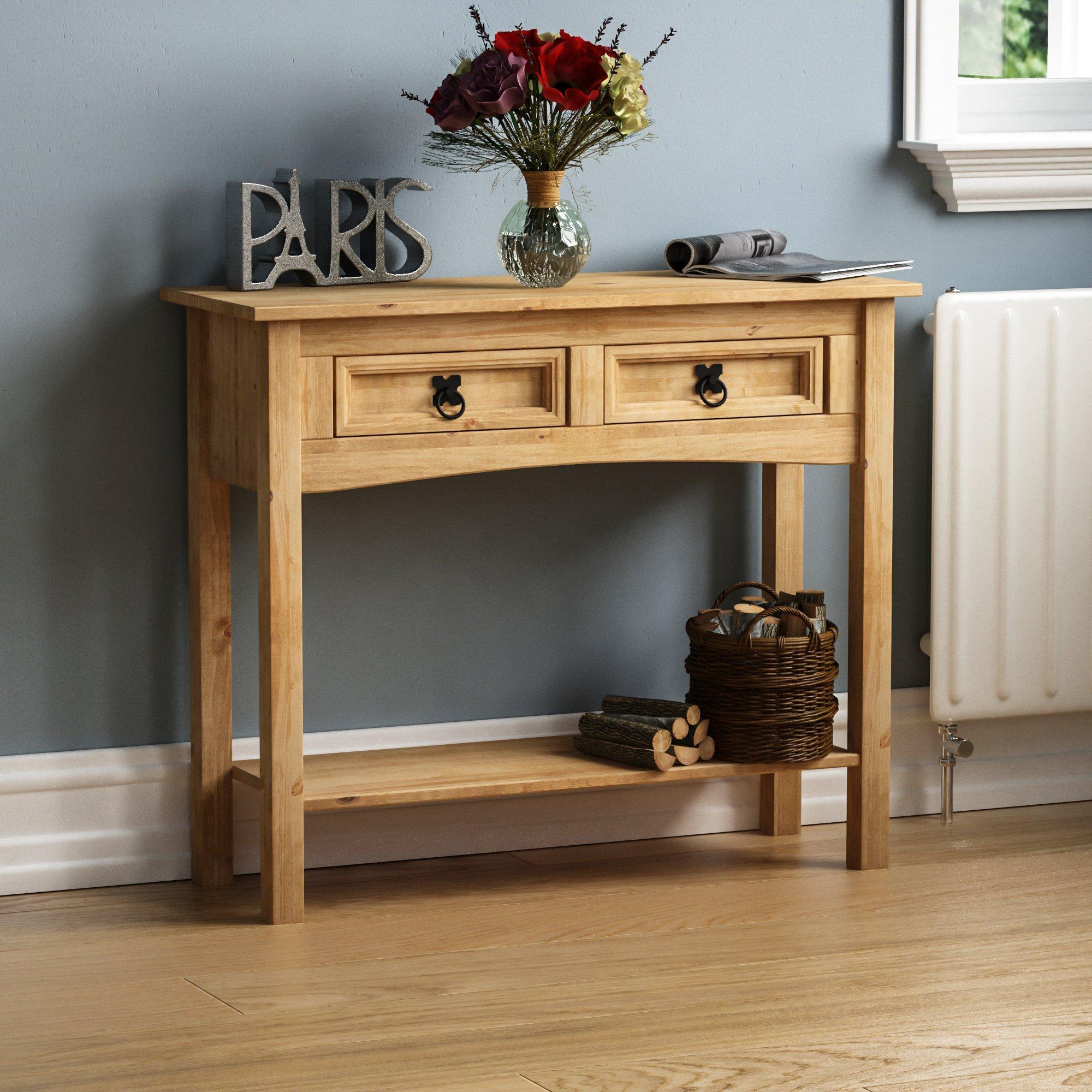 Lassic  Vida Designs Corona 2 Drawer Console Table - Pine - 2 Drawer