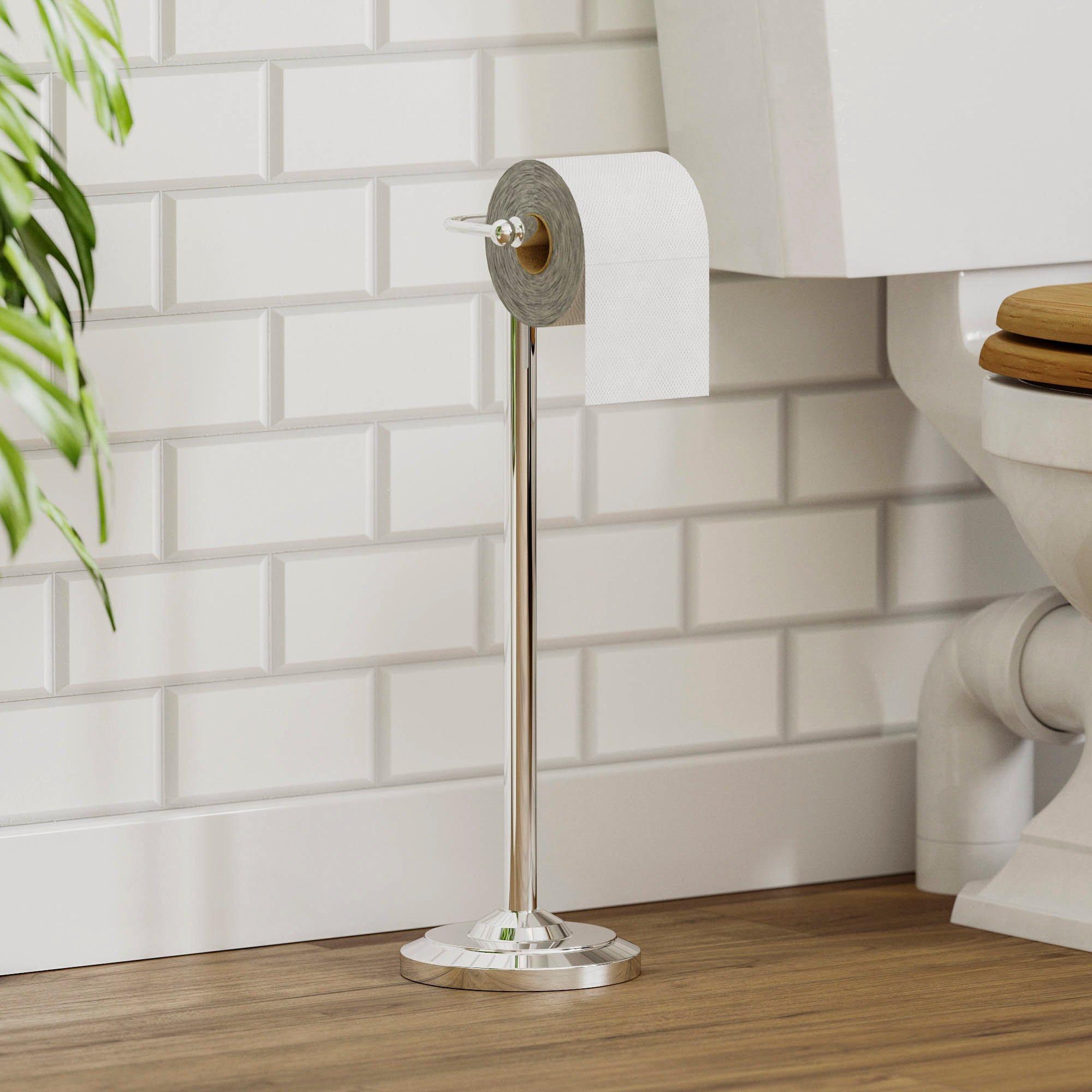 Lassic  Bath Vida Floor Standing Toilet Roll Holder - Chrome