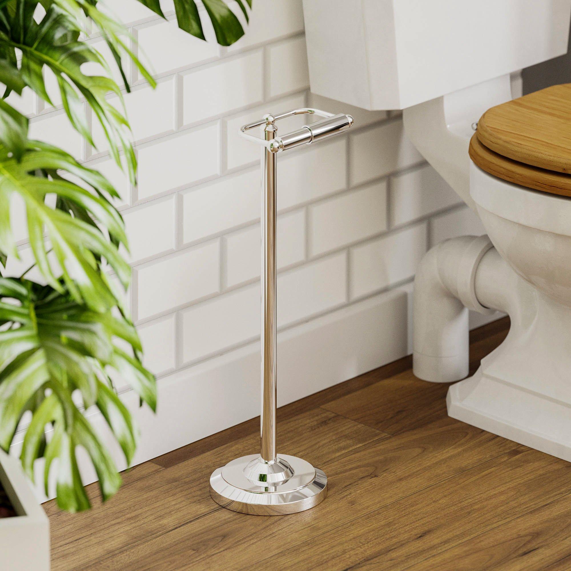 Chrome - Lassic - Bath Vida Floor Standing Toilet Roll Holder - 4