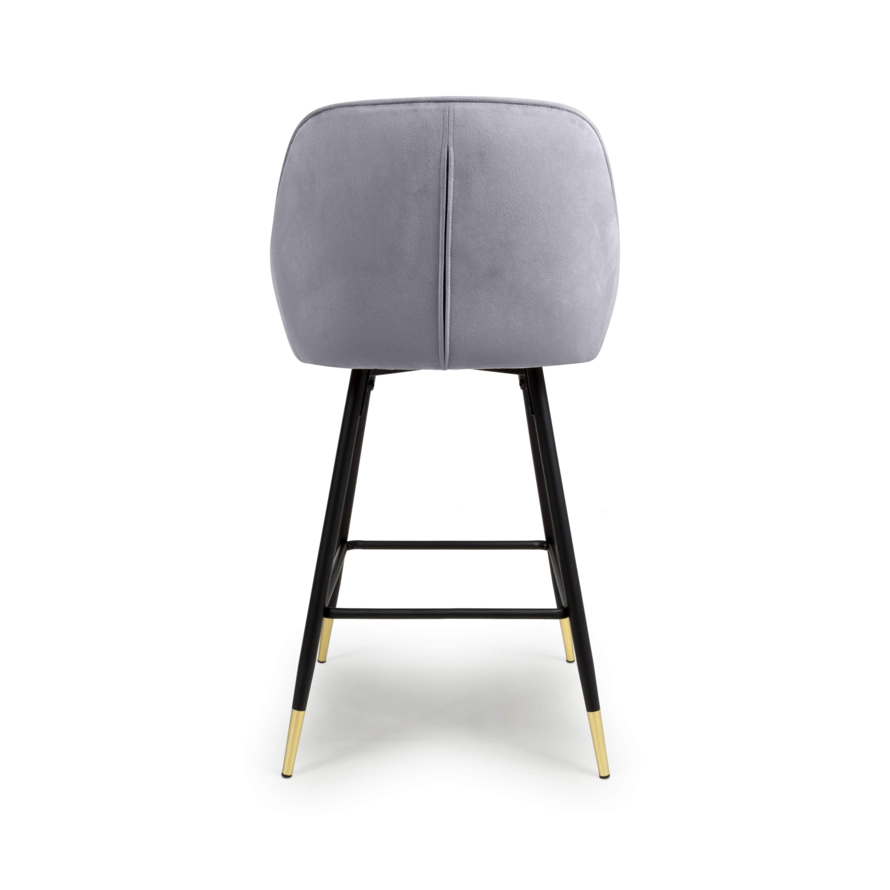 Grey - Shankar - Set of 2 Savanna Brushed Velvet Grey Bar Stools - 5