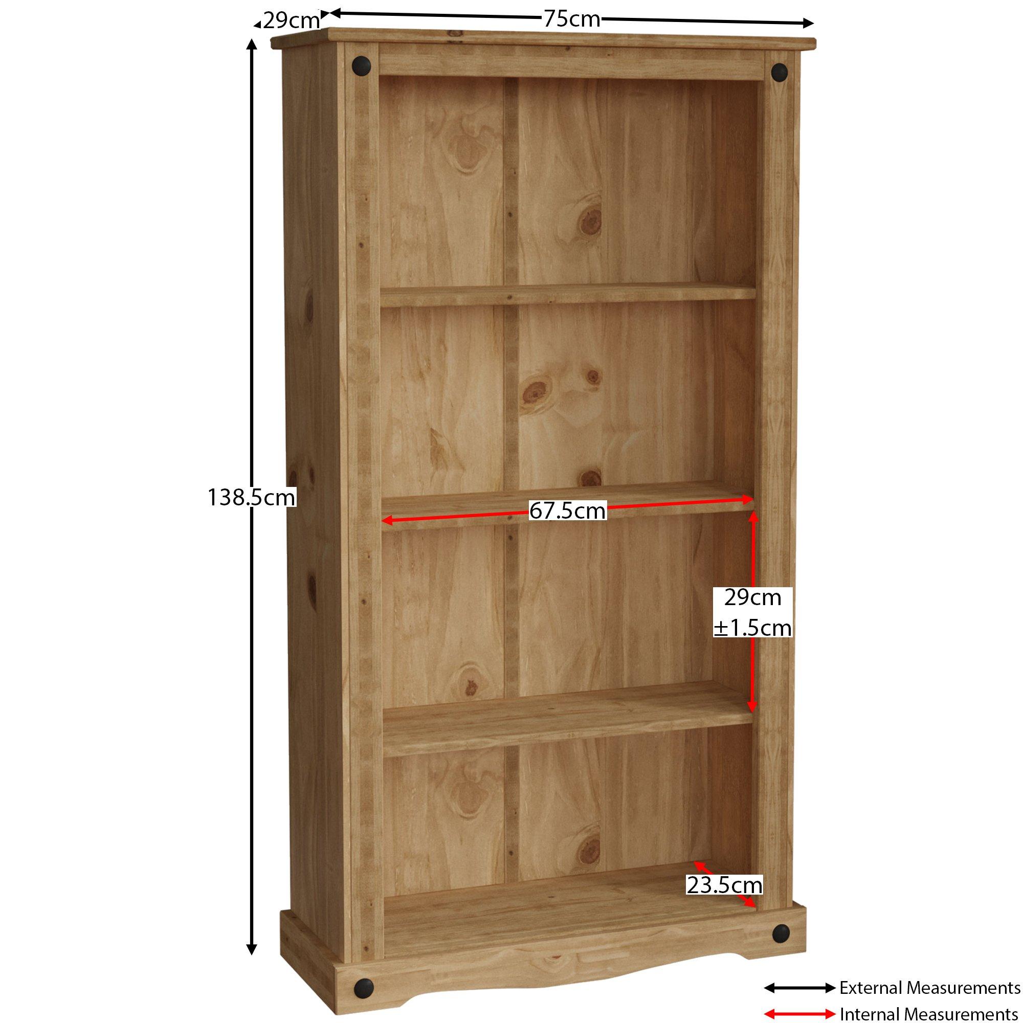 Pine - Lassic - Vida Designs Corona Medium Bookcase - 2