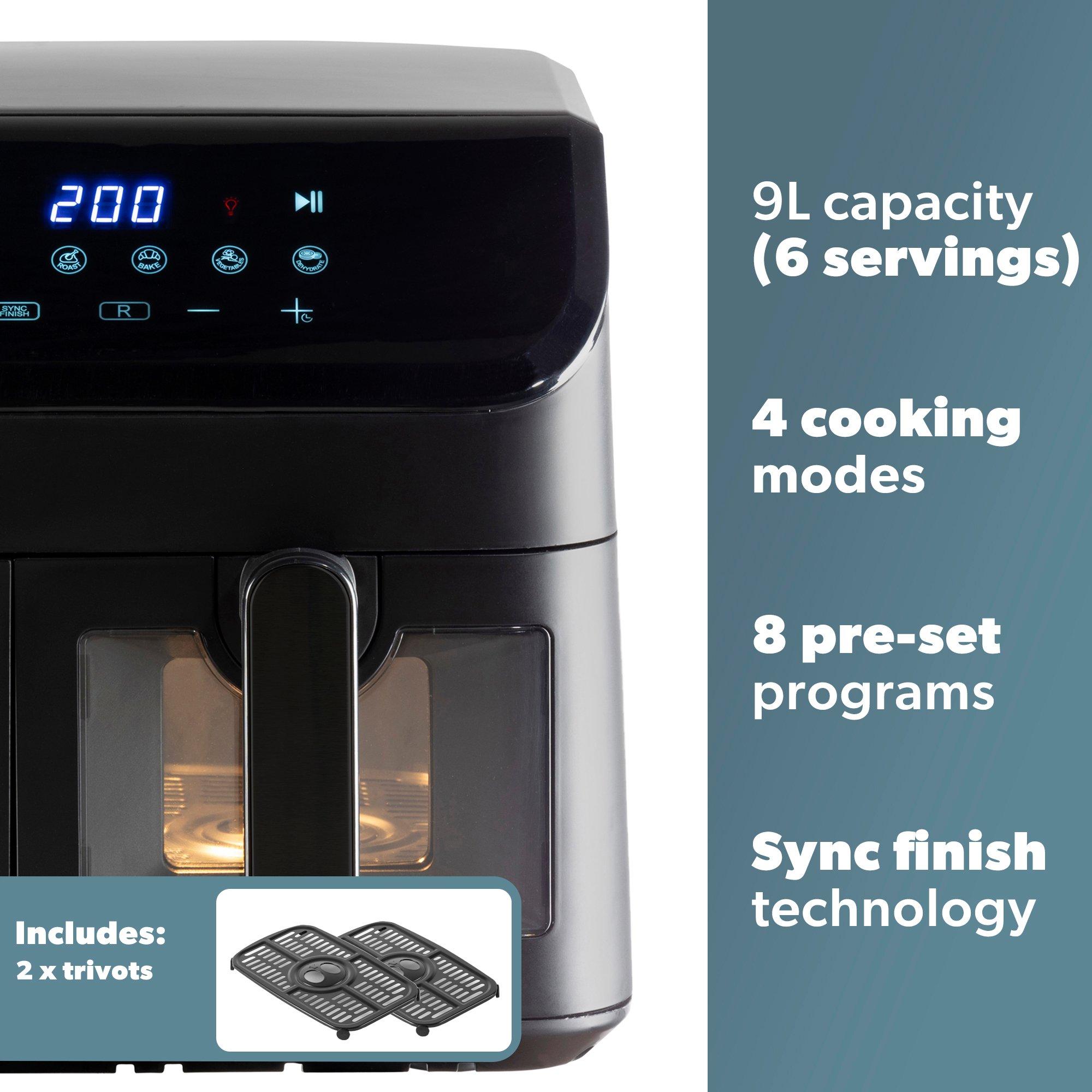 Black - EGL - 9L Dual Drawer Air Fryer - 3