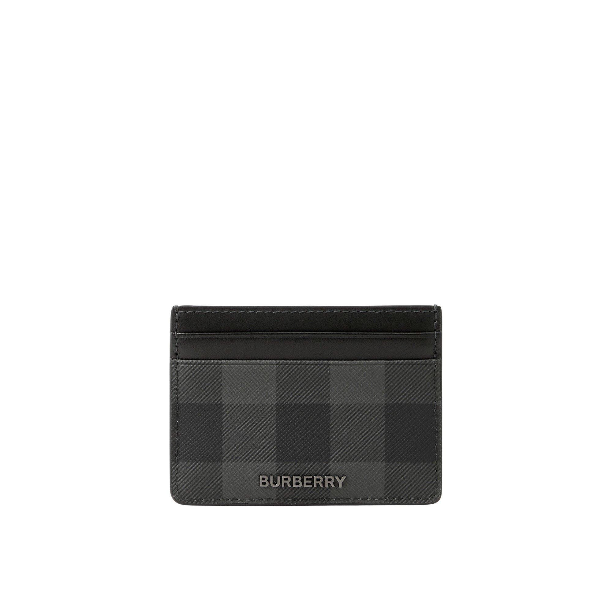 Burberry Men's Sandon Check Card Case - Charcoal
