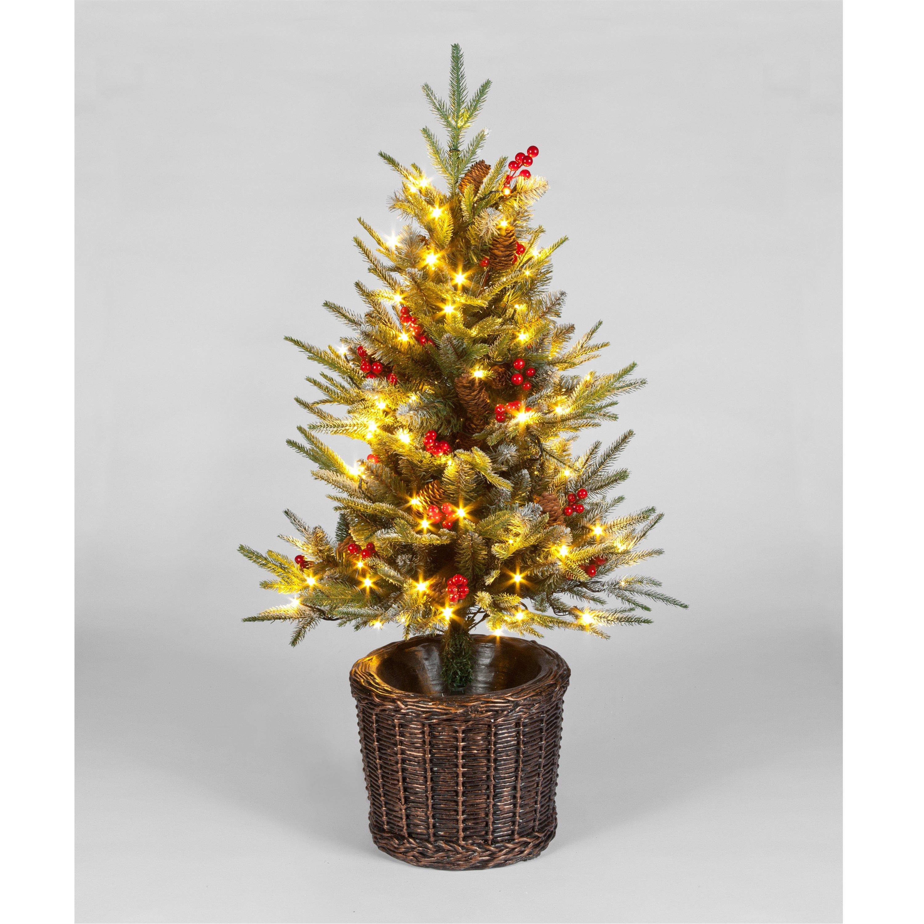Green - Snowtime - Pre-Lit Ontario Porch Tree with basket base