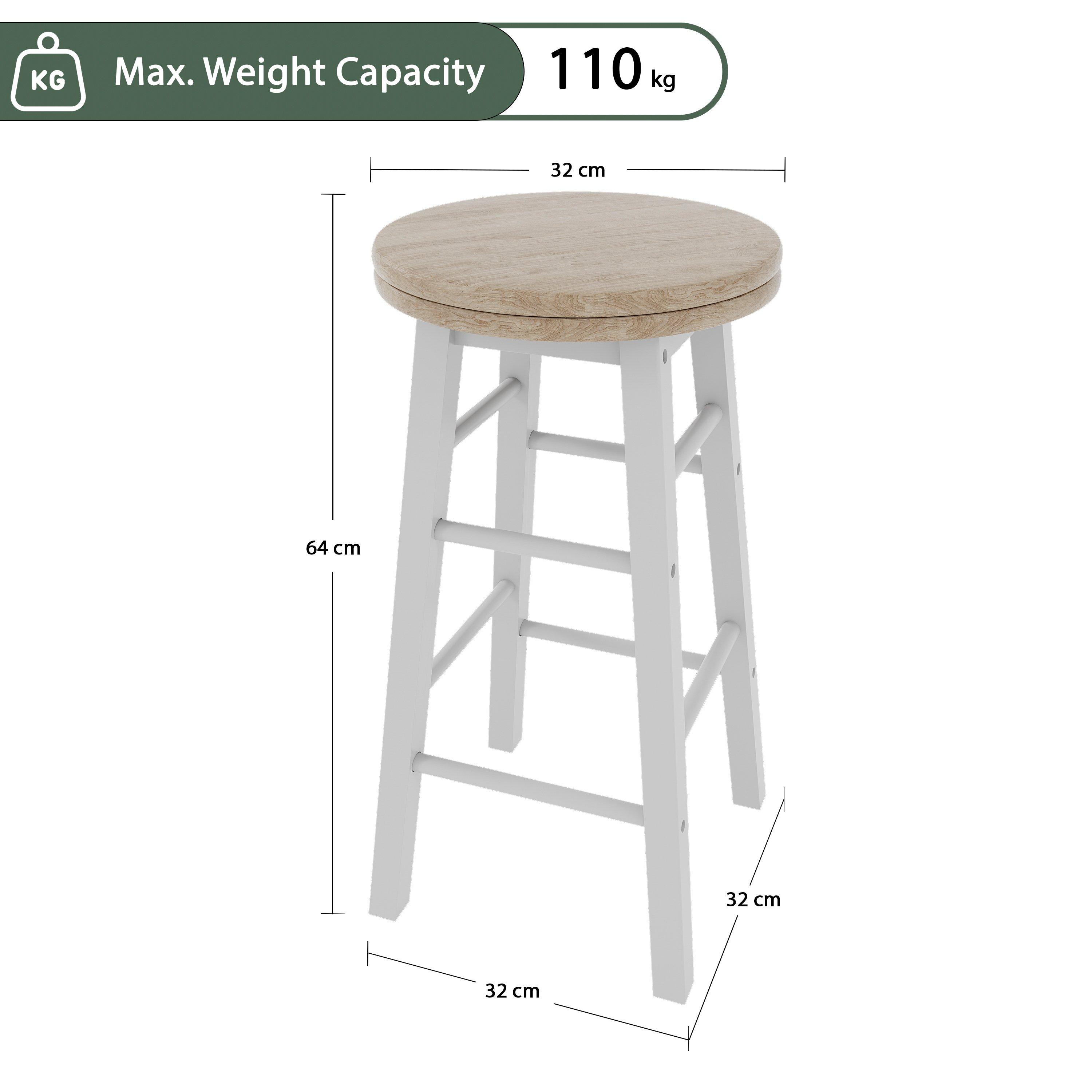 White - Lassic - Chef Vida Wooden Revolving Bar Stool - 2