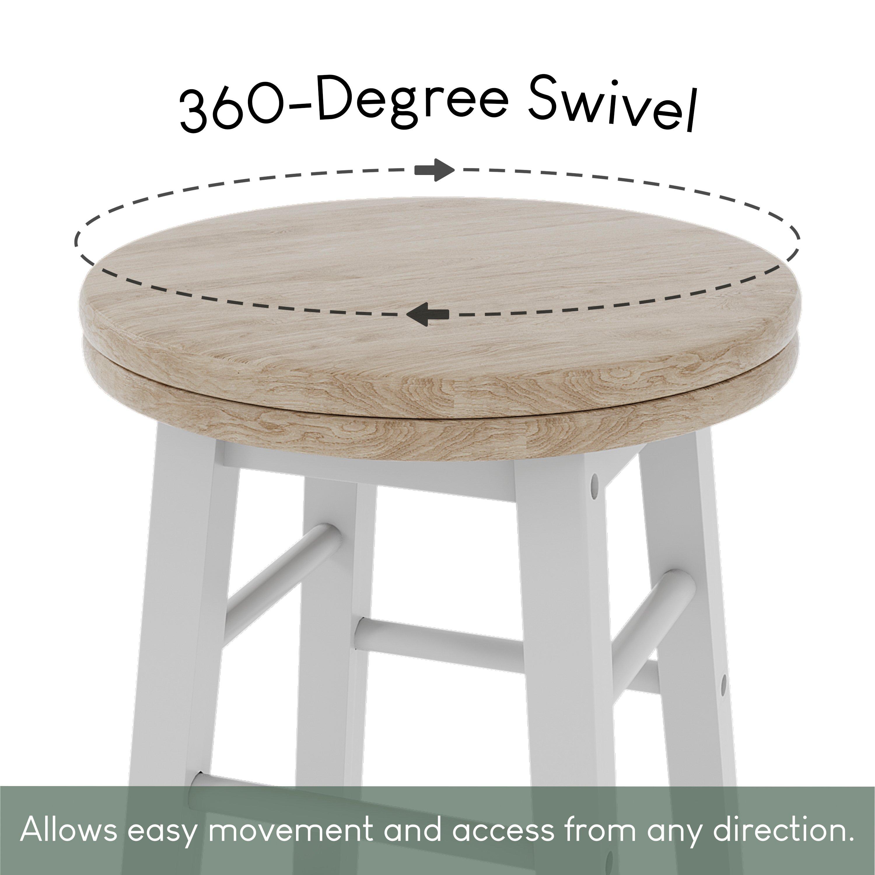 White - Lassic - Chef Vida Wooden Revolving Bar Stool - 4