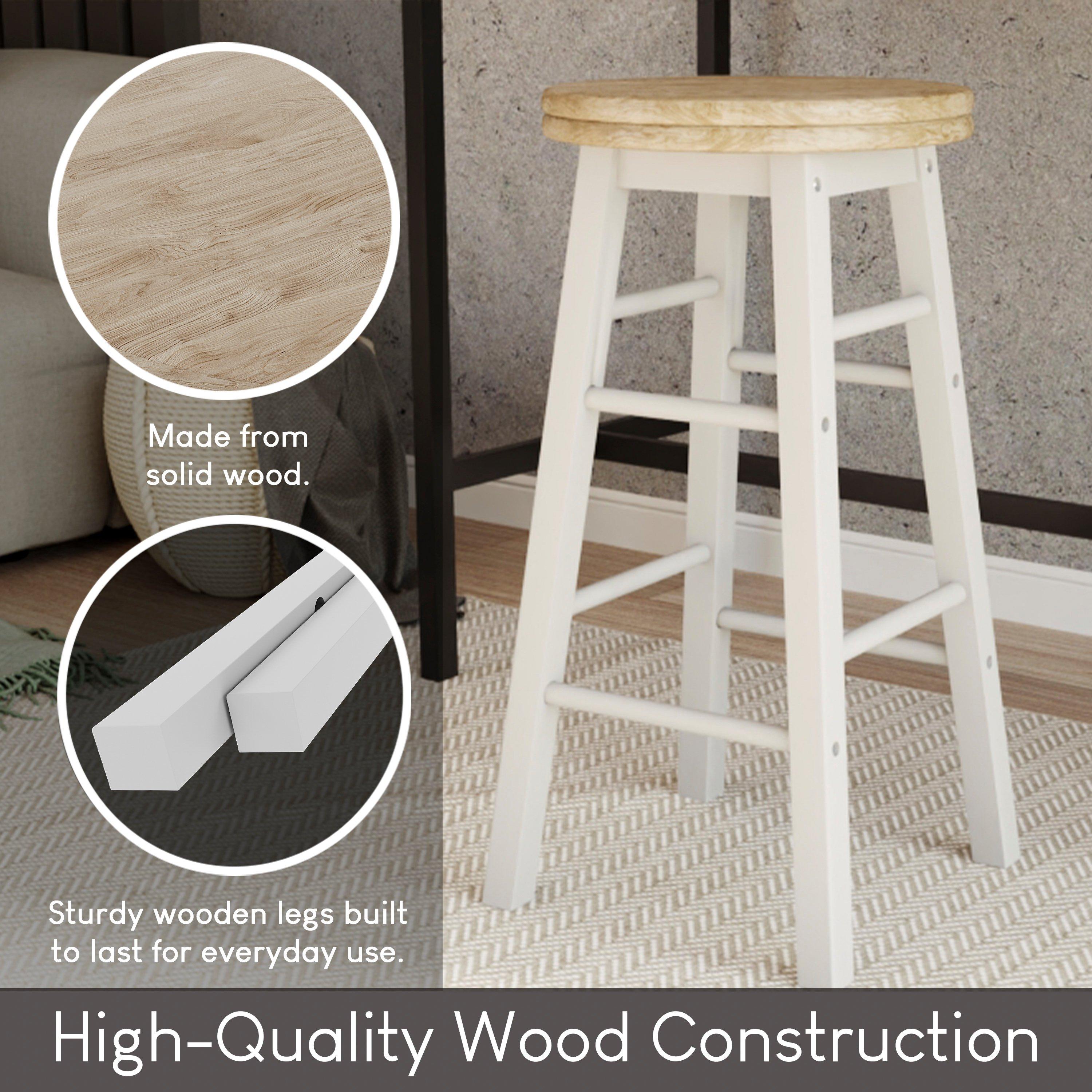 White - Lassic - Chef Vida Wooden Revolving Bar Stool - 5