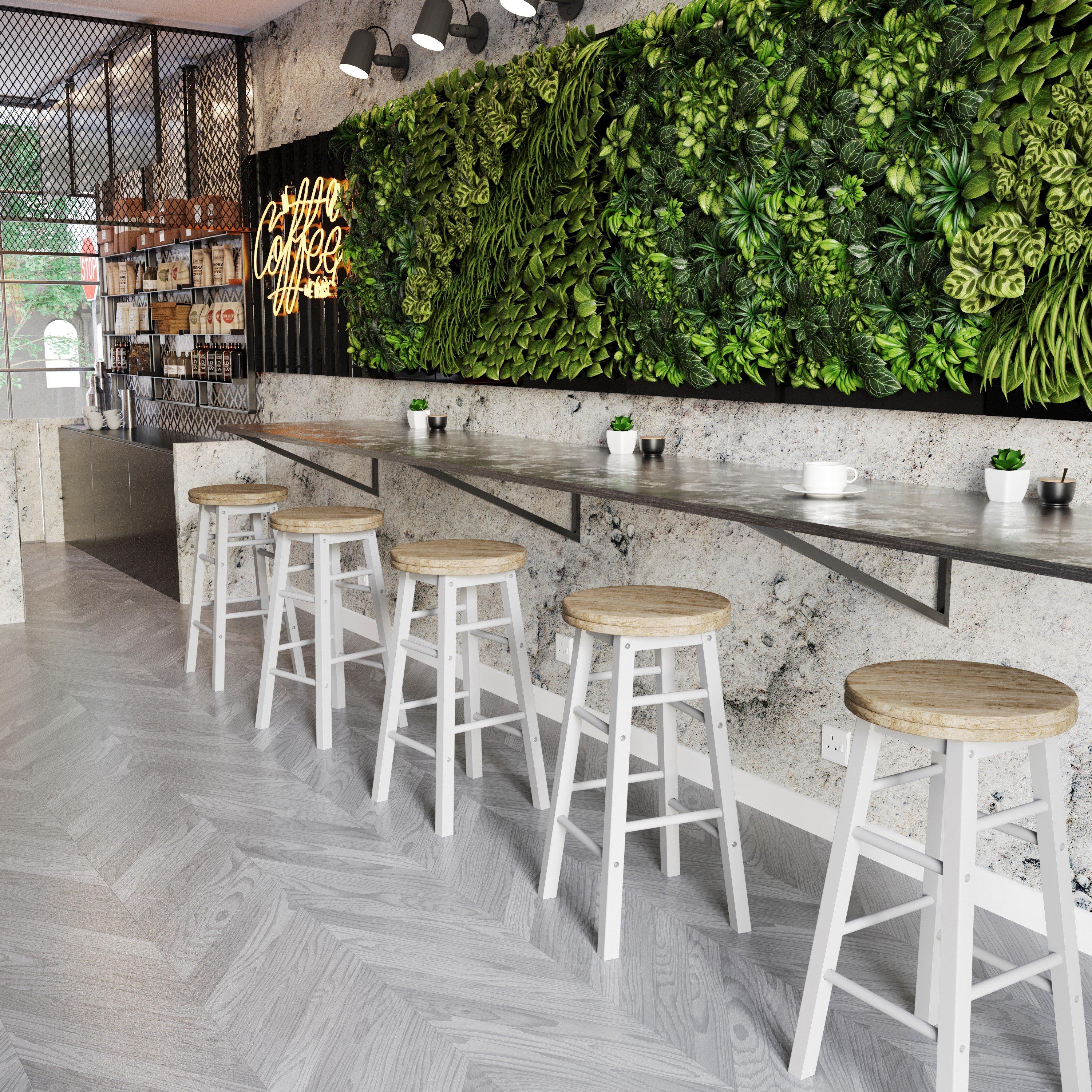 White - Lassic - Chef Vida Wooden Revolving Bar Stool - 7