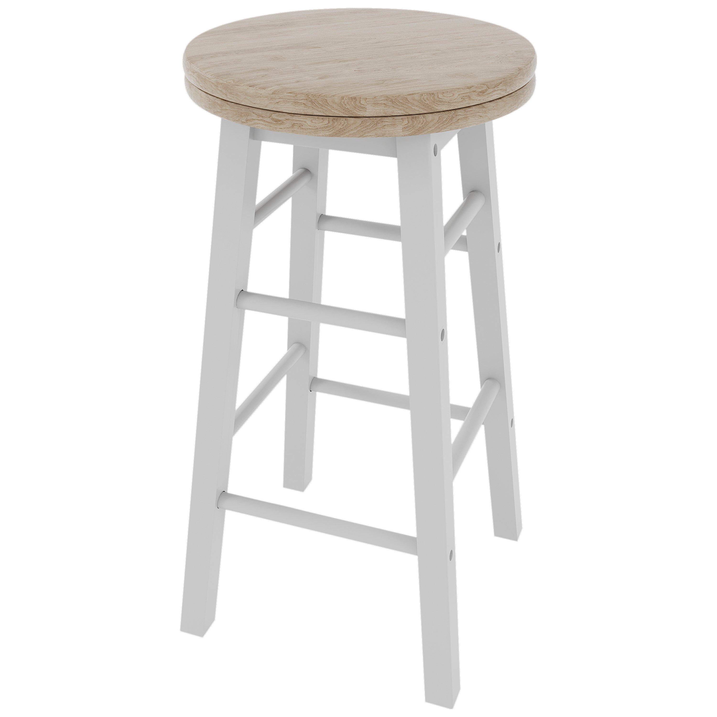 White - Lassic - Chef Vida Wooden Revolving Bar Stool - 8
