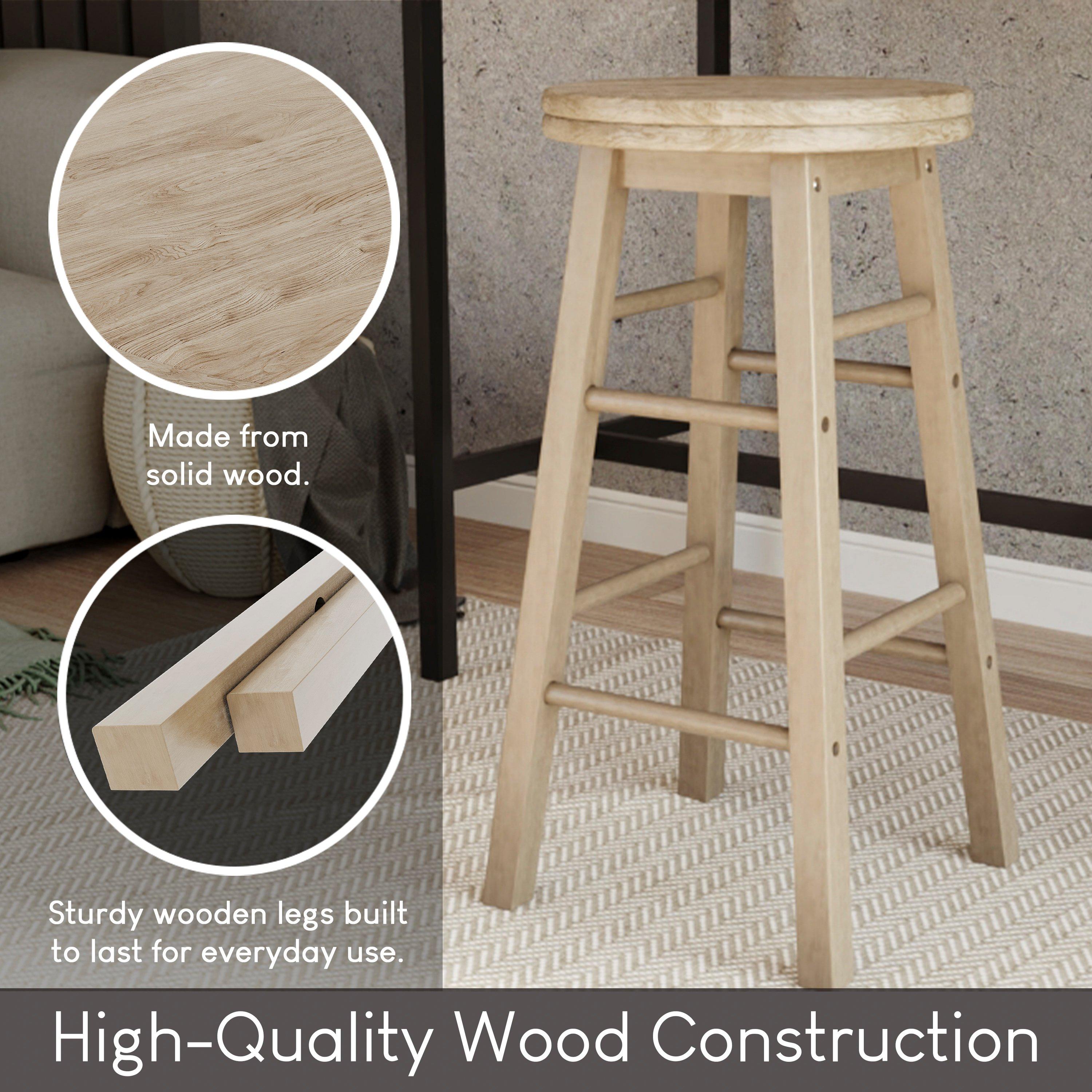 Pine - Lassic - Chef Vida Wooden Revolving Bar Stool - 5