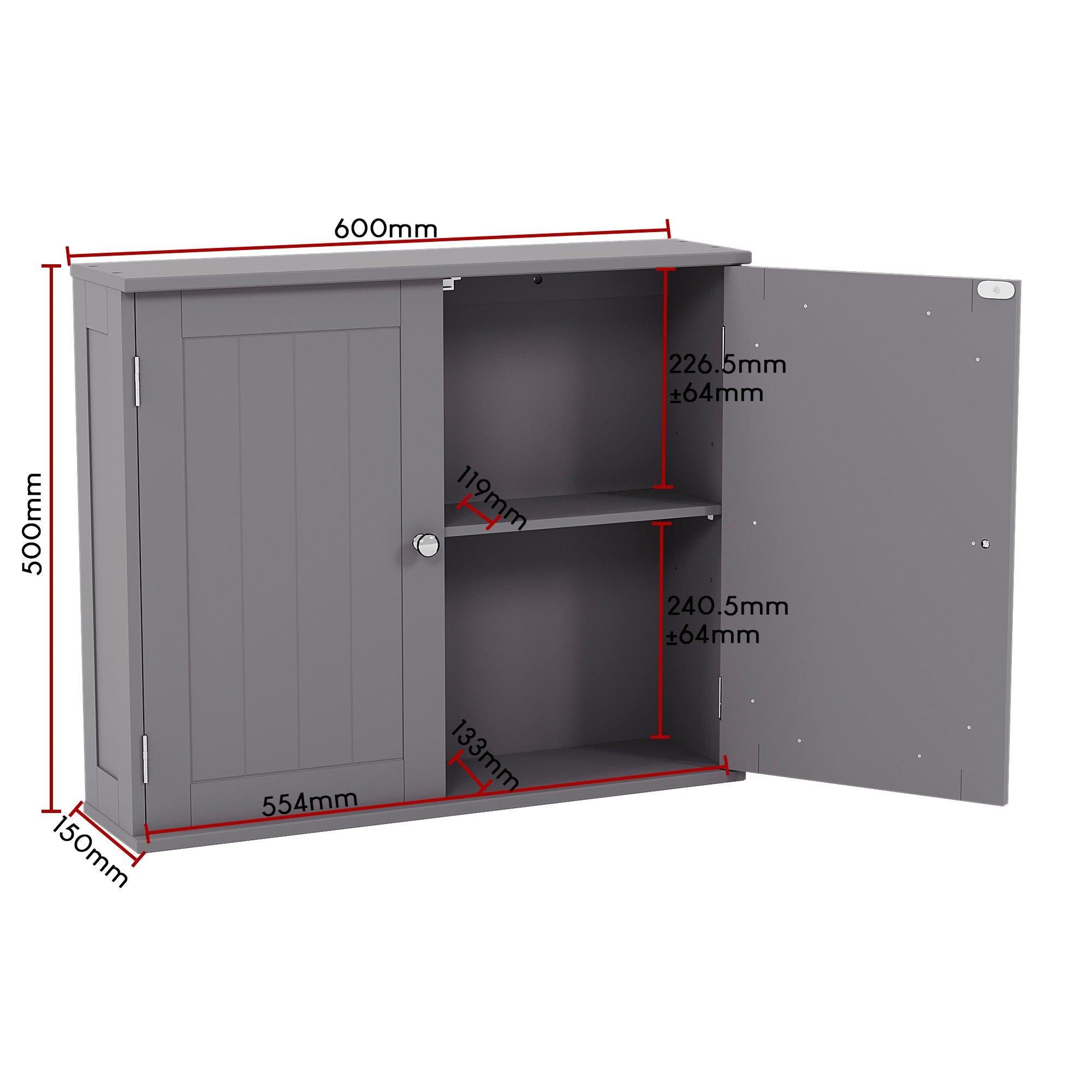 Grey - Lassic - Bath Vida Priano 2 Door Wall Cabinet - 2