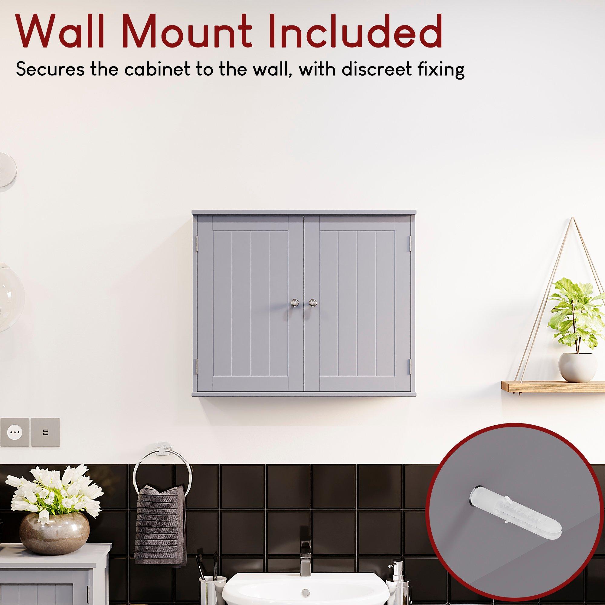 Grey - Lassic - Bath Vida Priano 2 Door Wall Cabinet - 7