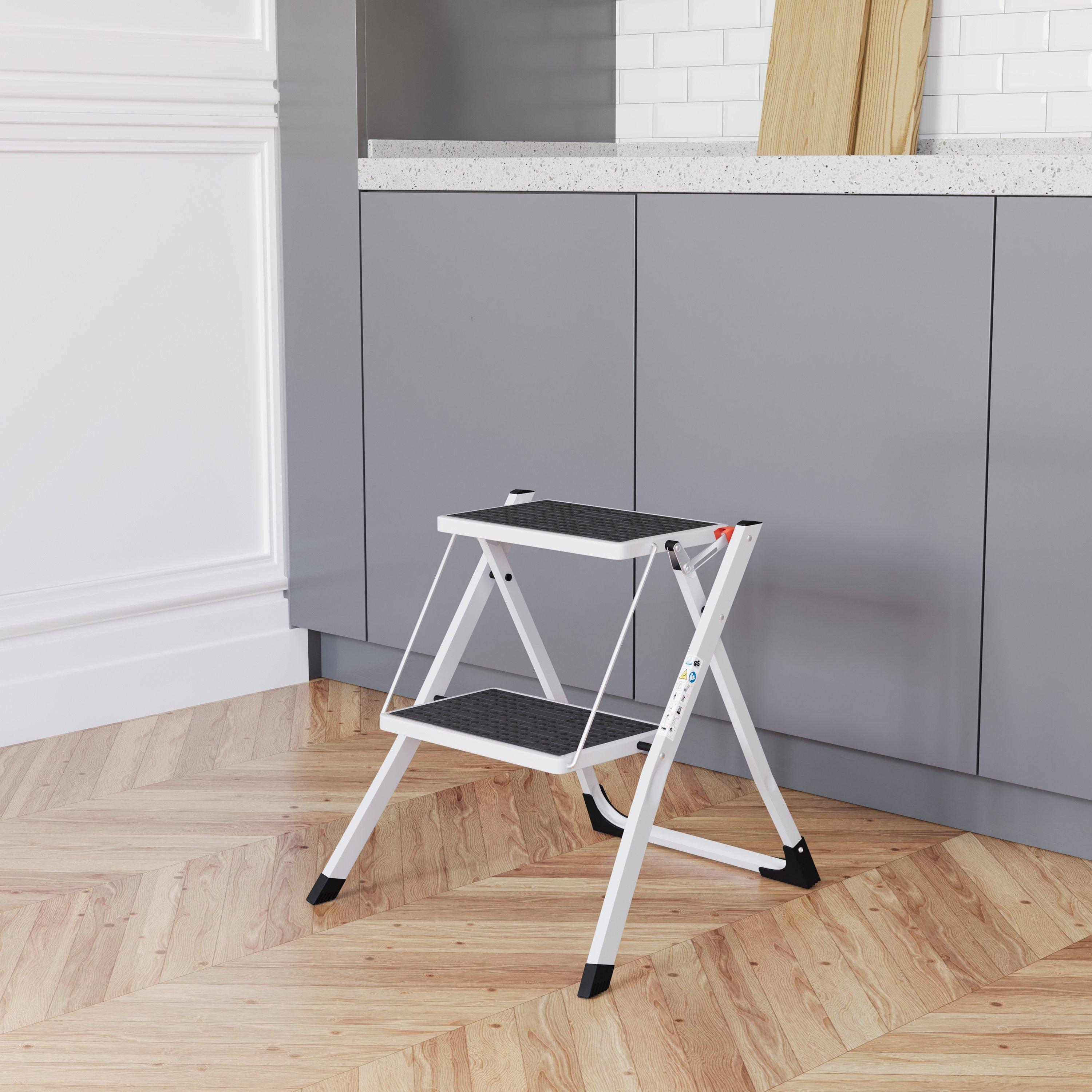 White - Lassic - Home Vida 2 Step Folding Step Ladder - 1