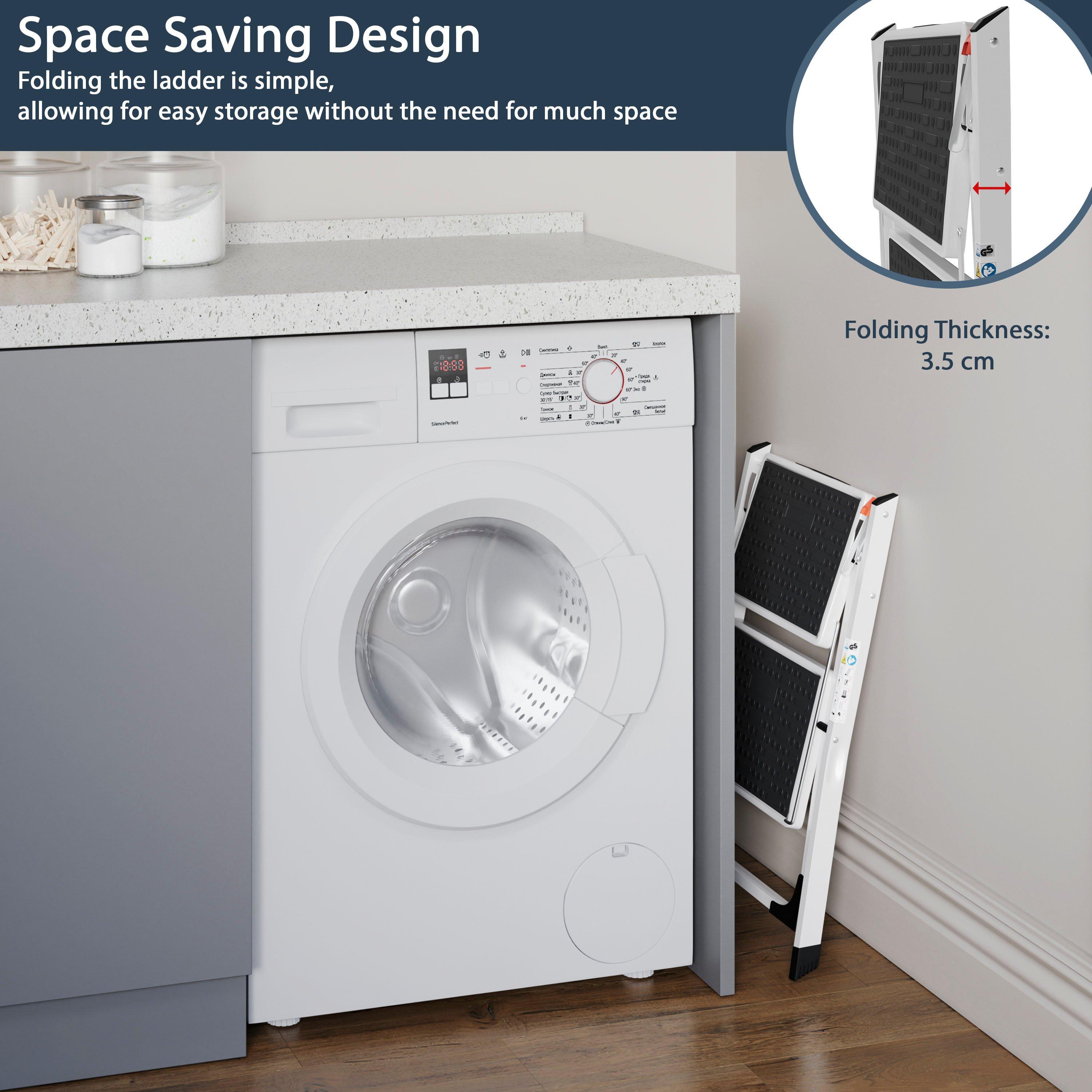 White - Lassic - Home Vida 2 Step Folding Step Ladder - 6