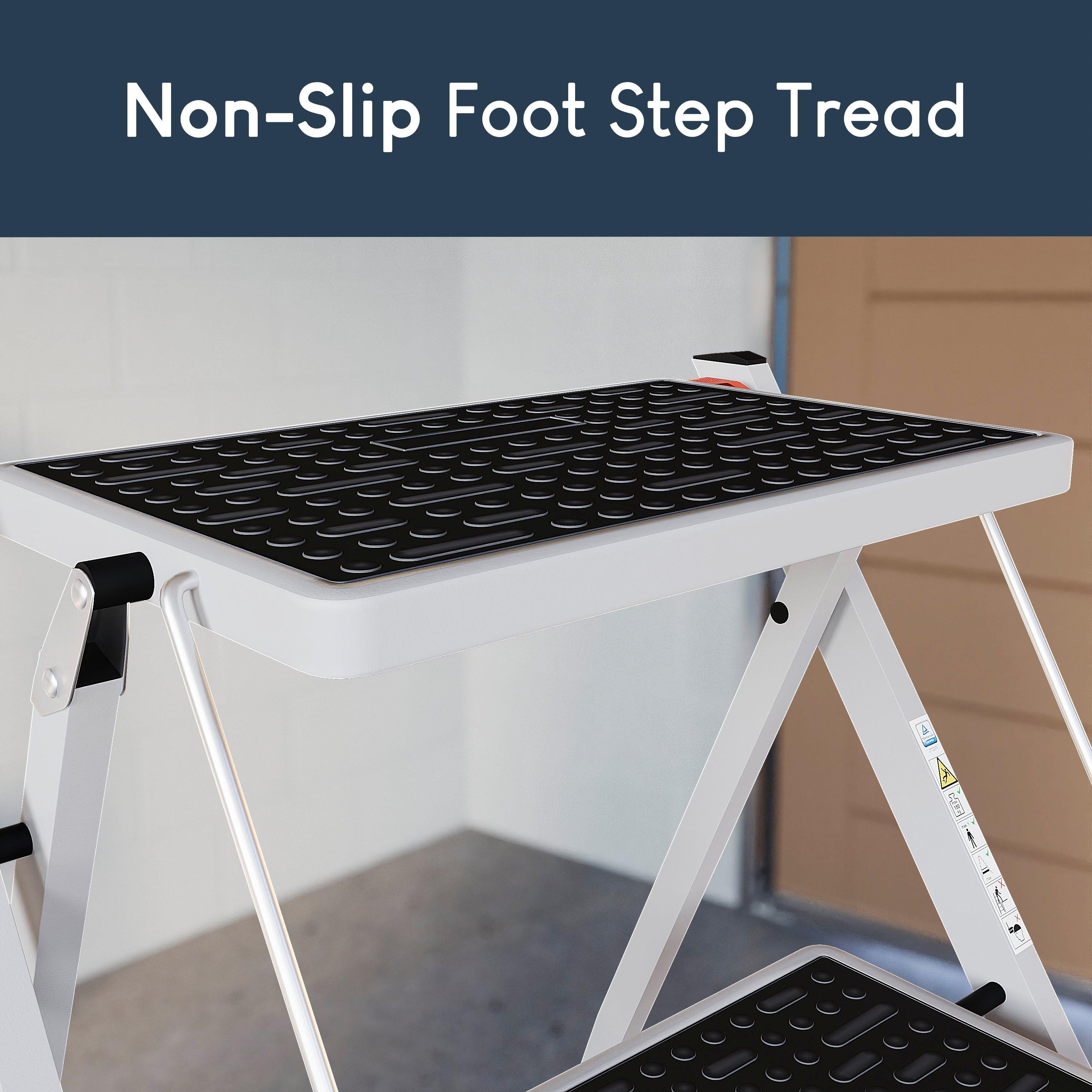 White - Lassic - Home Vida 2 Step Folding Step Ladder - 7