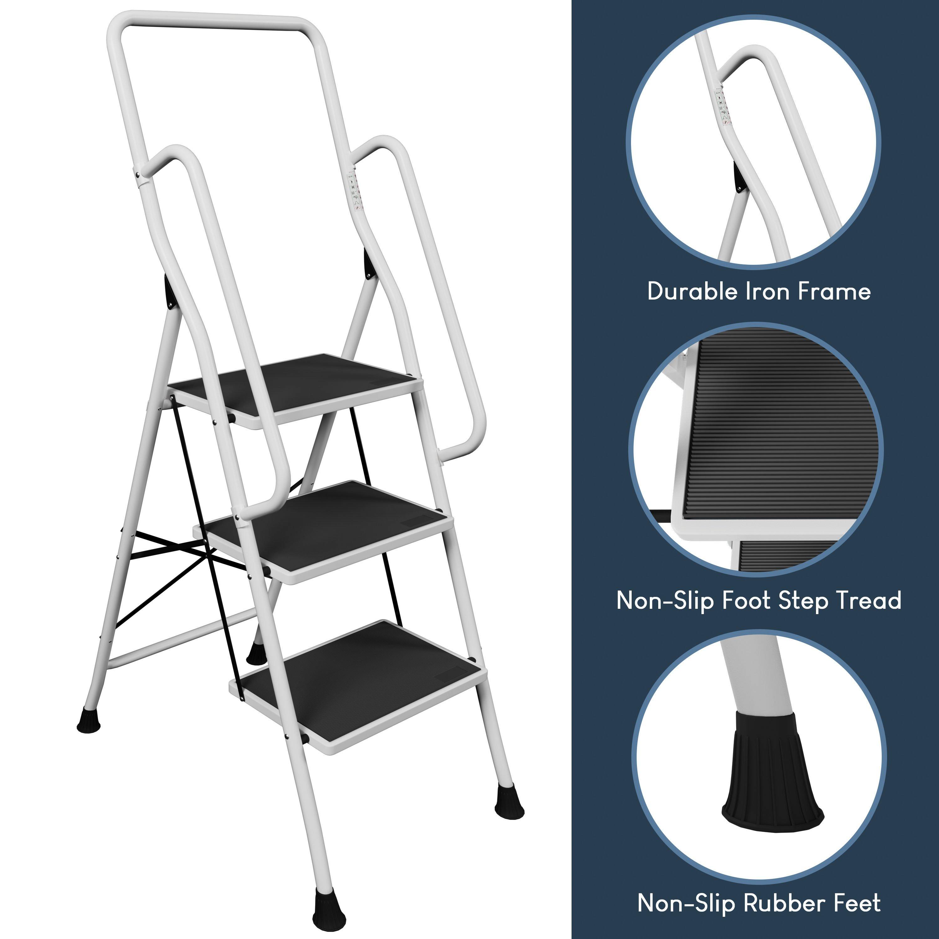 White - Lassic - Home Vida 3 Step Ladder With Handrail - 4