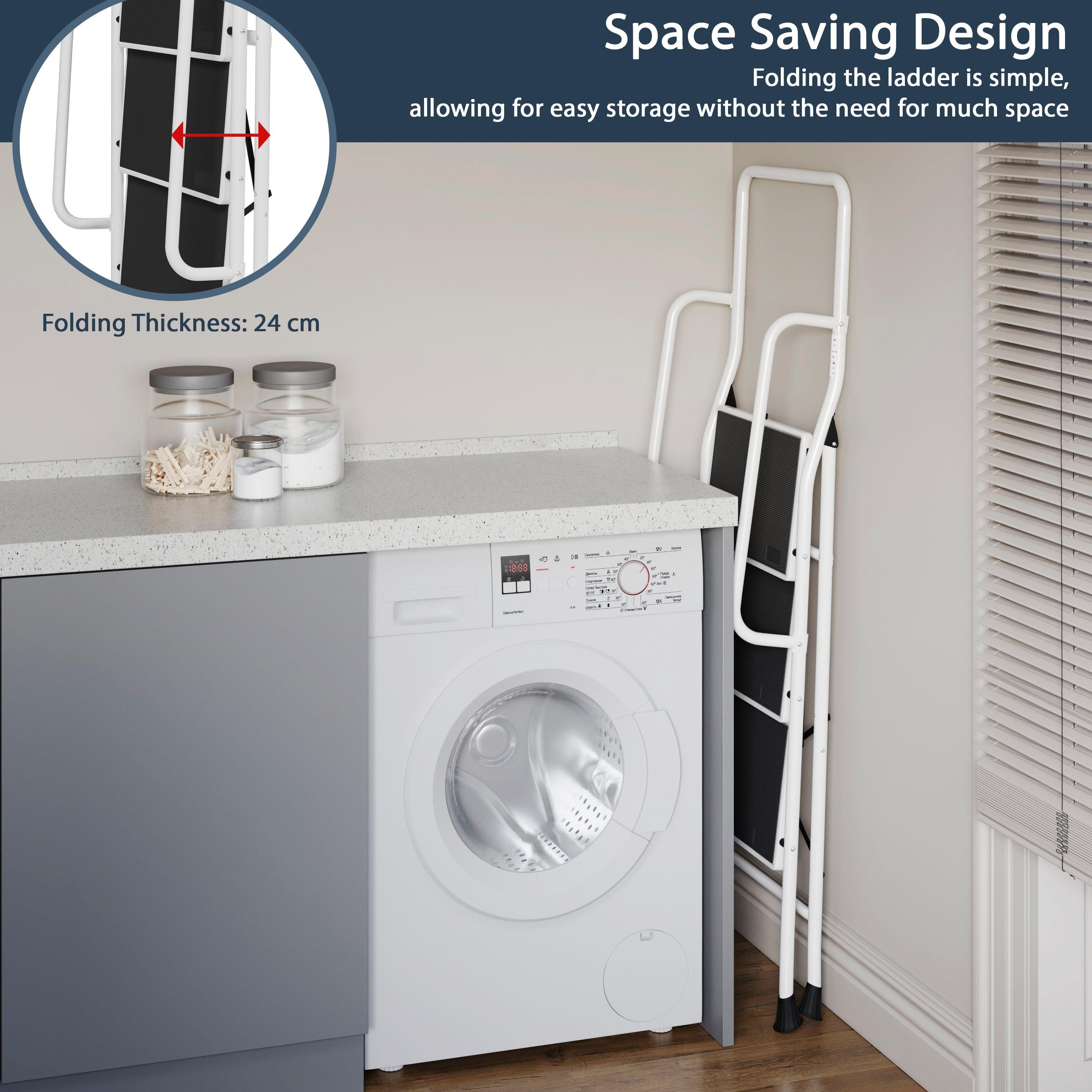 White - Lassic - Home Vida 3 Step Ladder With Handrail - 6