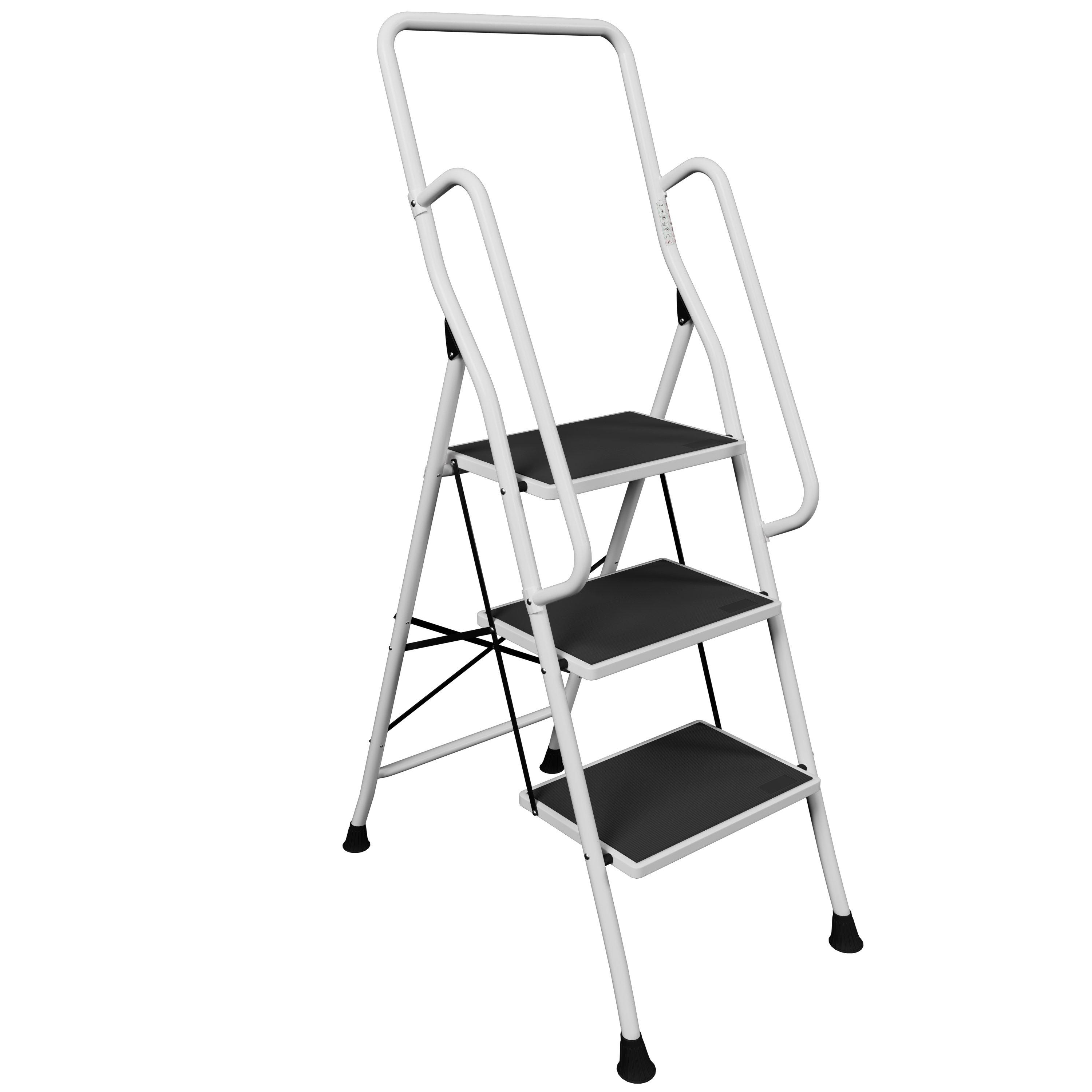 White - Lassic - Home Vida 3 Step Ladder With Handrail - 8