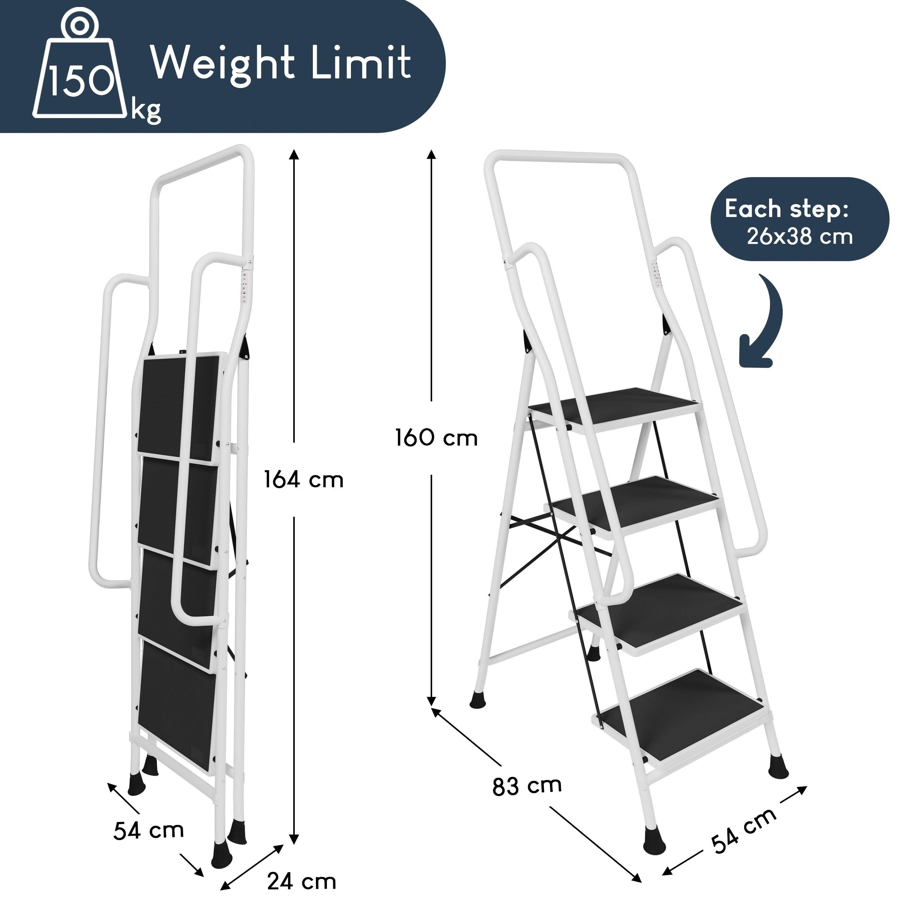 White - Lassic - Home Vida 4 Step Ladder With Handrail - 2