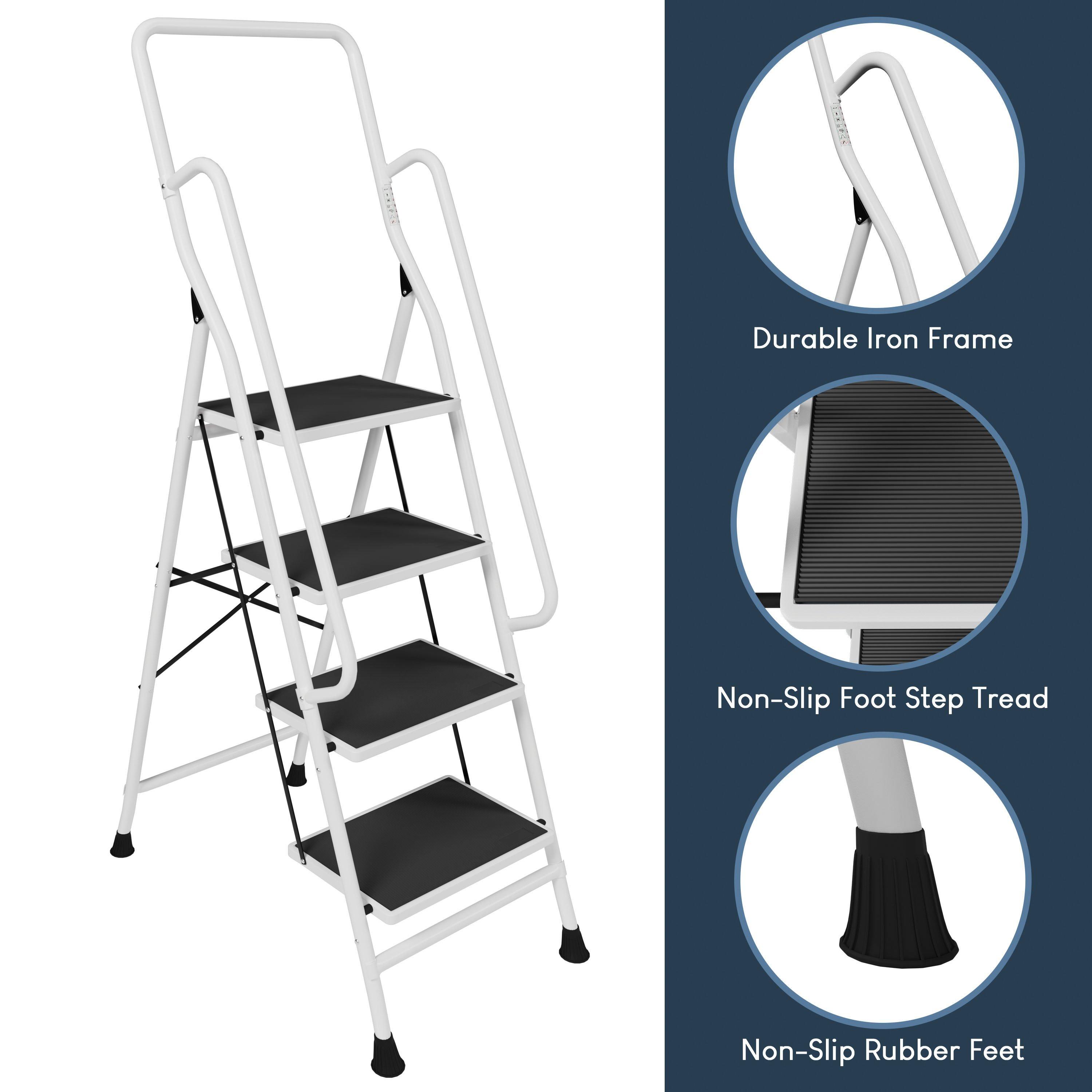 White - Lassic - Home Vida 4 Step Ladder With Handrail - 4