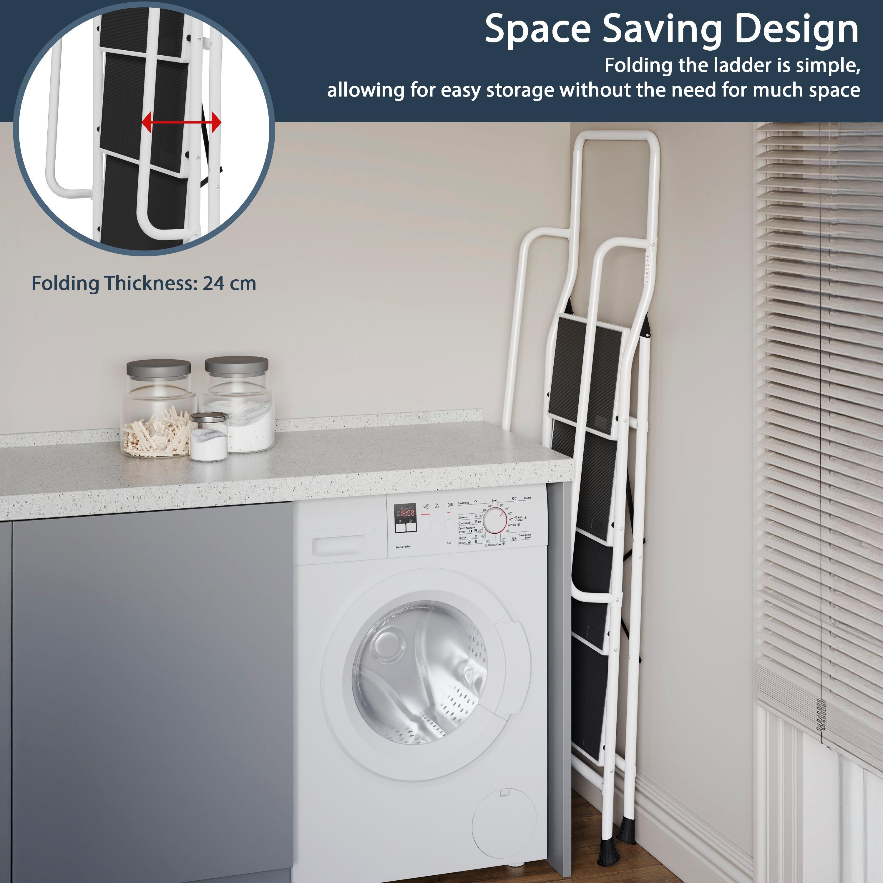 White - Lassic - Home Vida 4 Step Ladder With Handrail - 6