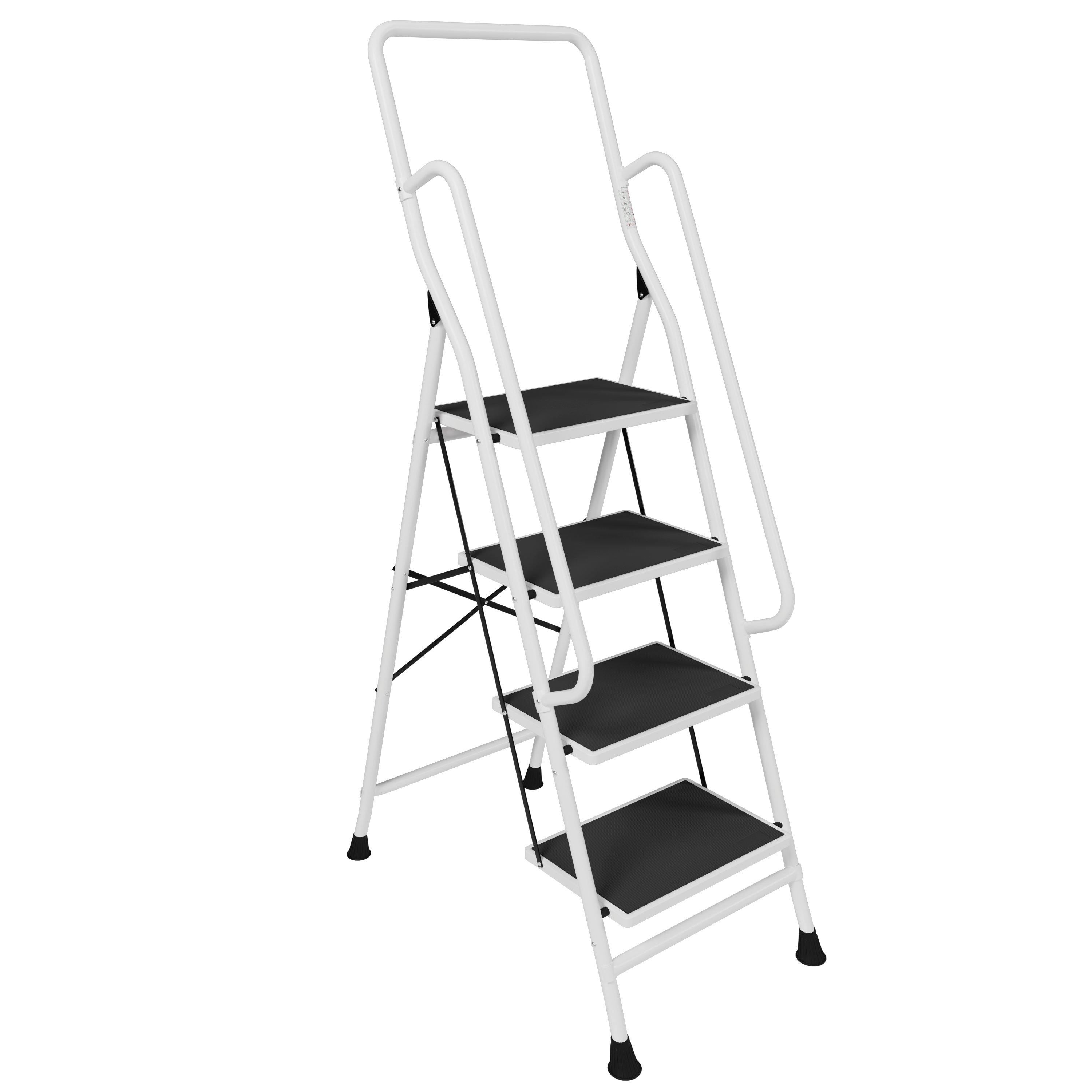 White - Lassic - Home Vida 4 Step Ladder With Handrail - 8