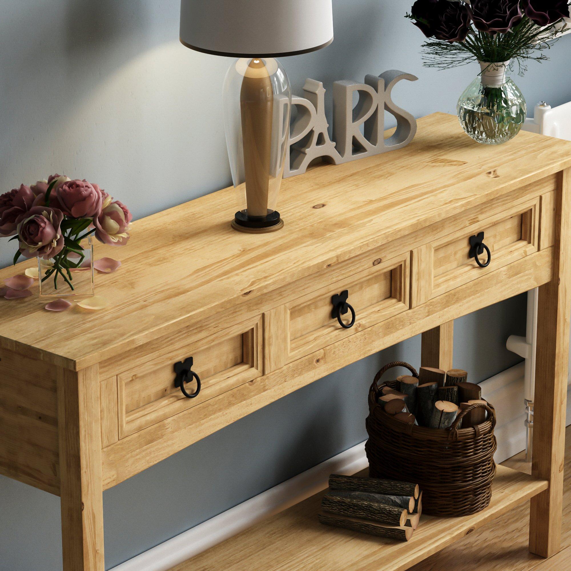 Pine - Lassic - Vida Designs Corona 3 Drawer Console Table - 4
