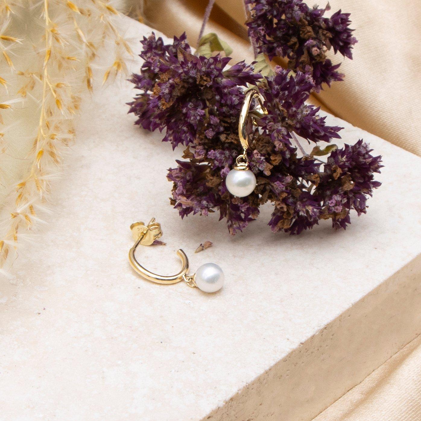 Yellow Gold - Be You - 9ct Gold Pearl Drop stud Earring - 3