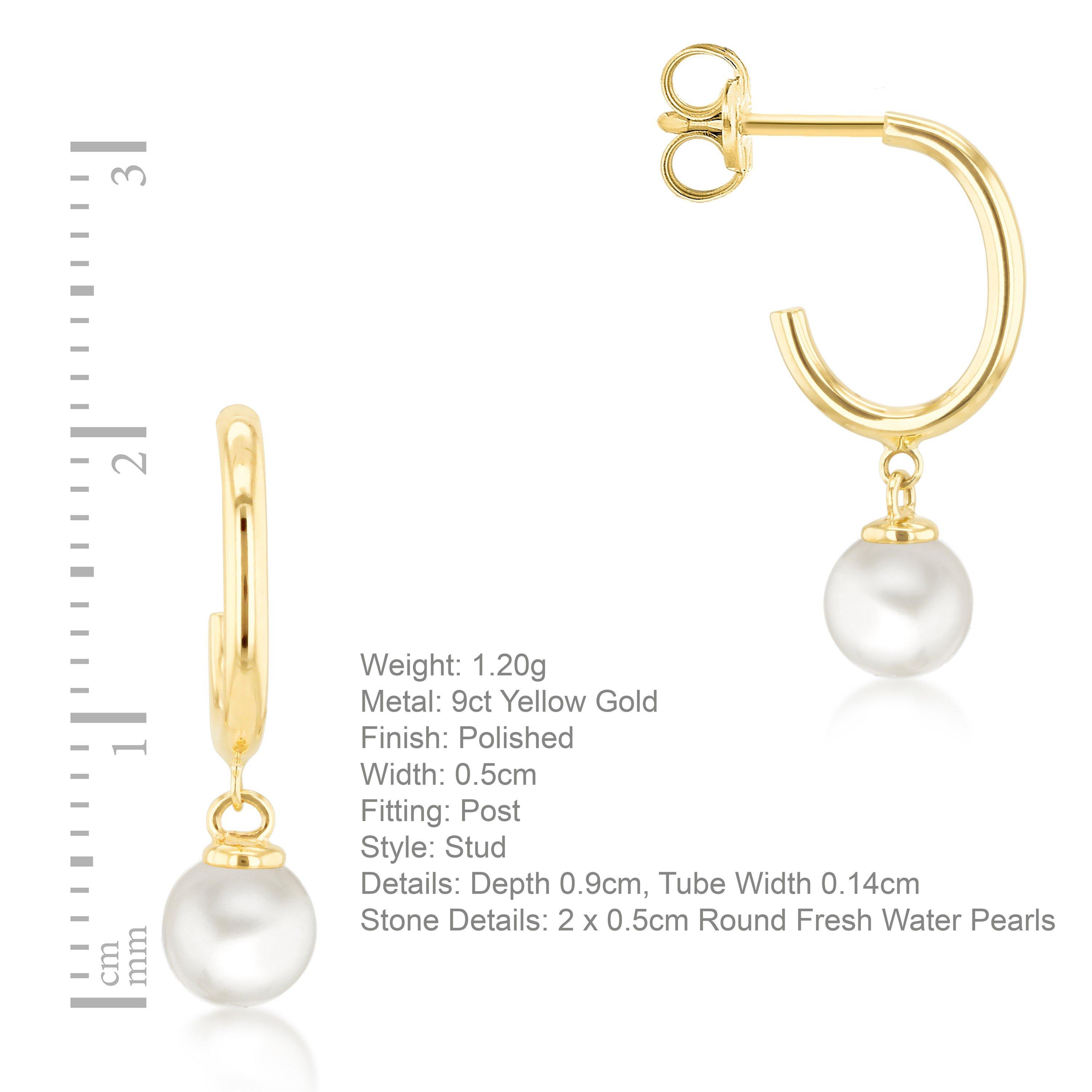 Yellow Gold - Be You - 9ct Gold Pearl Drop stud Earring - 4