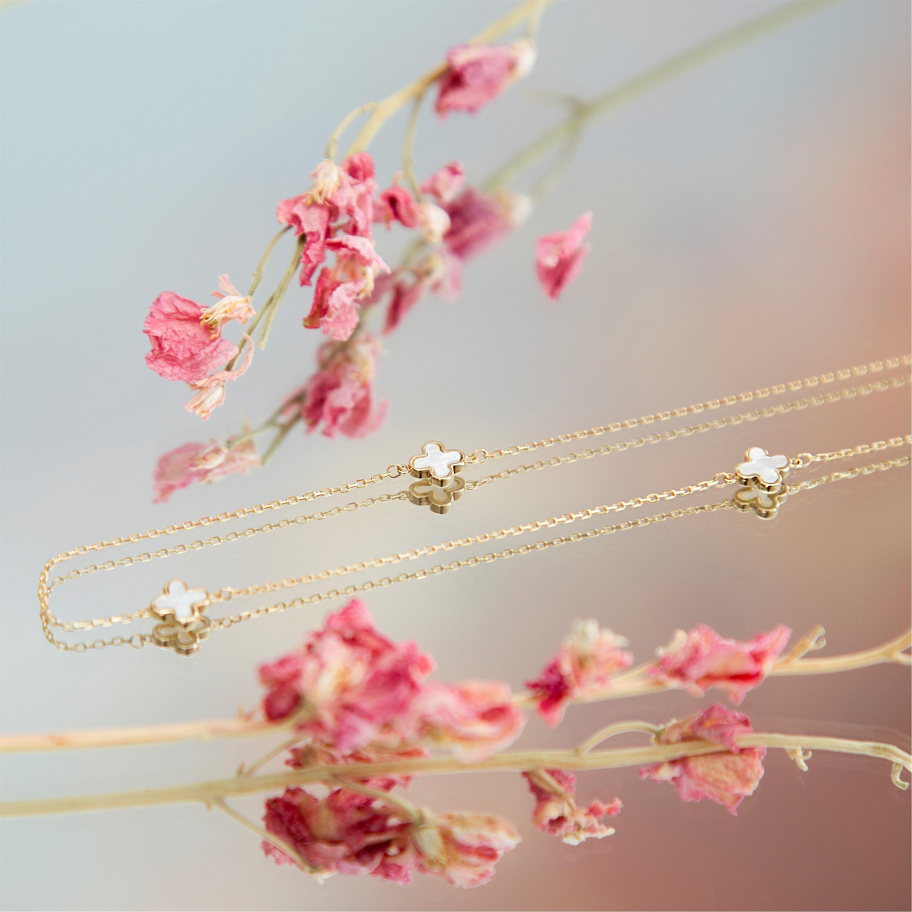 Yellow Gold - Be You - 9ct Gold Mother of Pearl Petal Necklace - 3