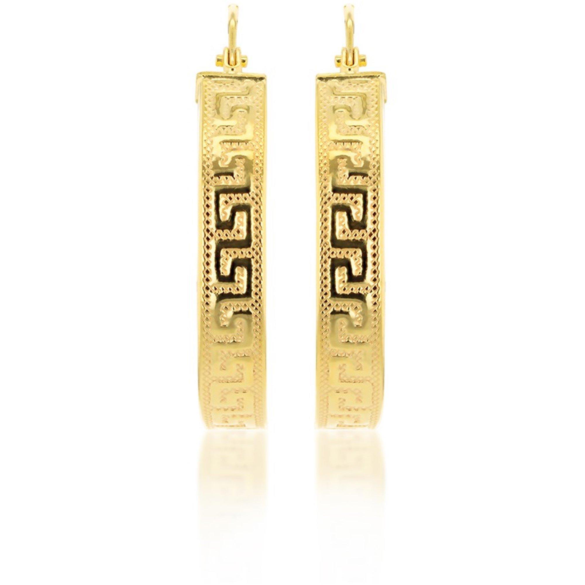 Yellow Gold - Be You - 9ct Gold Greek Pattern Hoops - 2