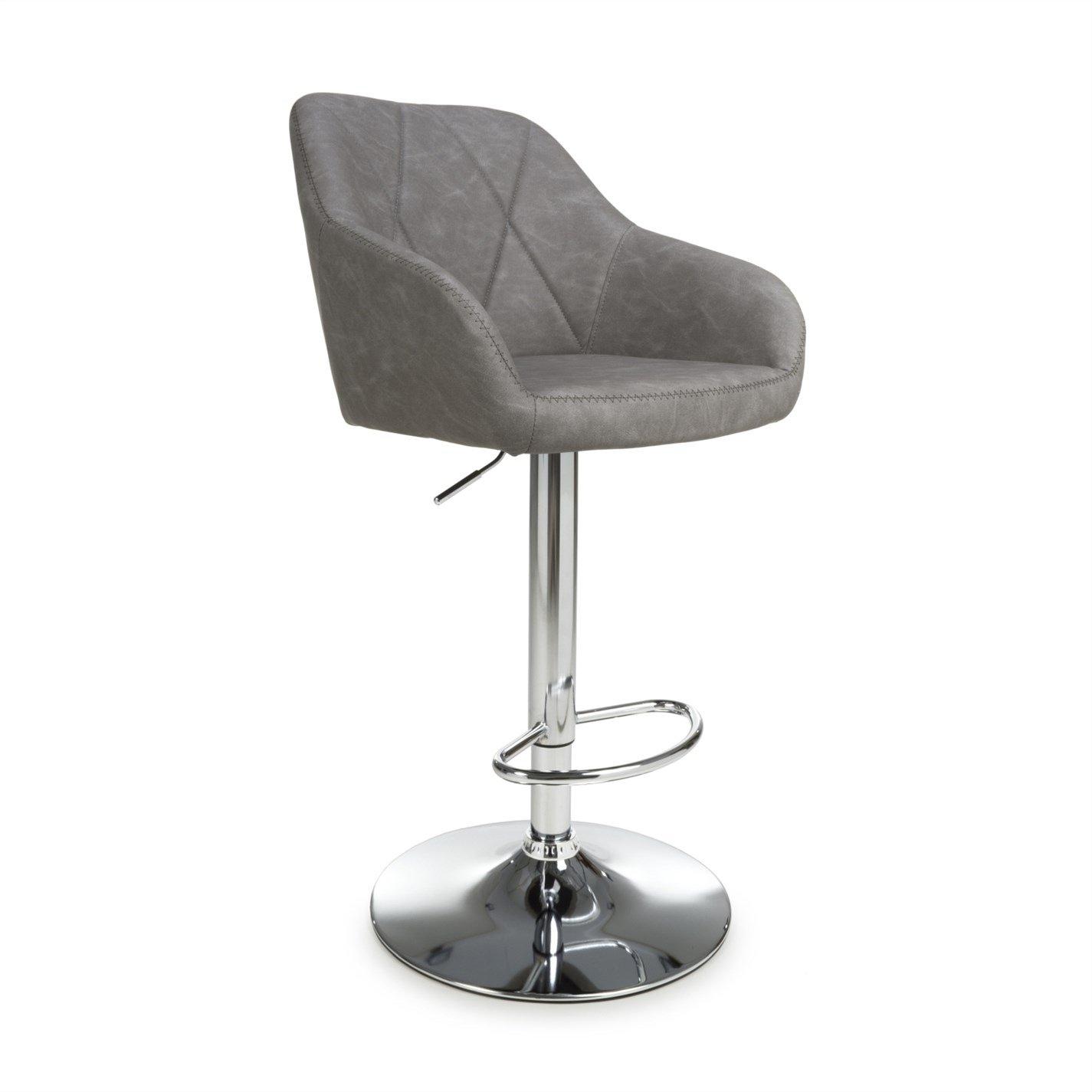 Charcoal - Shankar - Set of 2 Serena Leather Effect Charcoal Bar Stools - 6