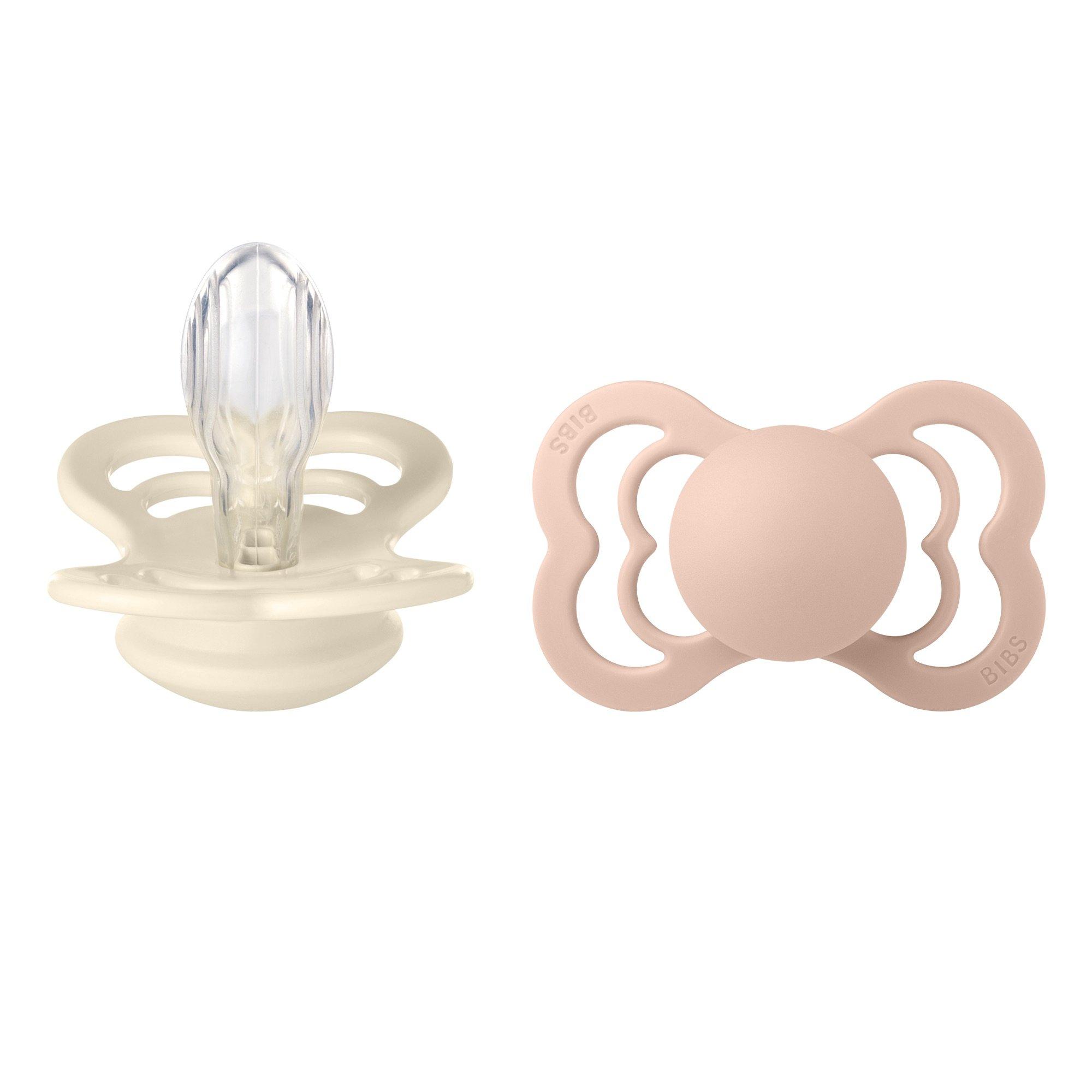 Bibs  Newborn Supreme Symmetrical Silicone Dummy - Ivory / Blush - 1