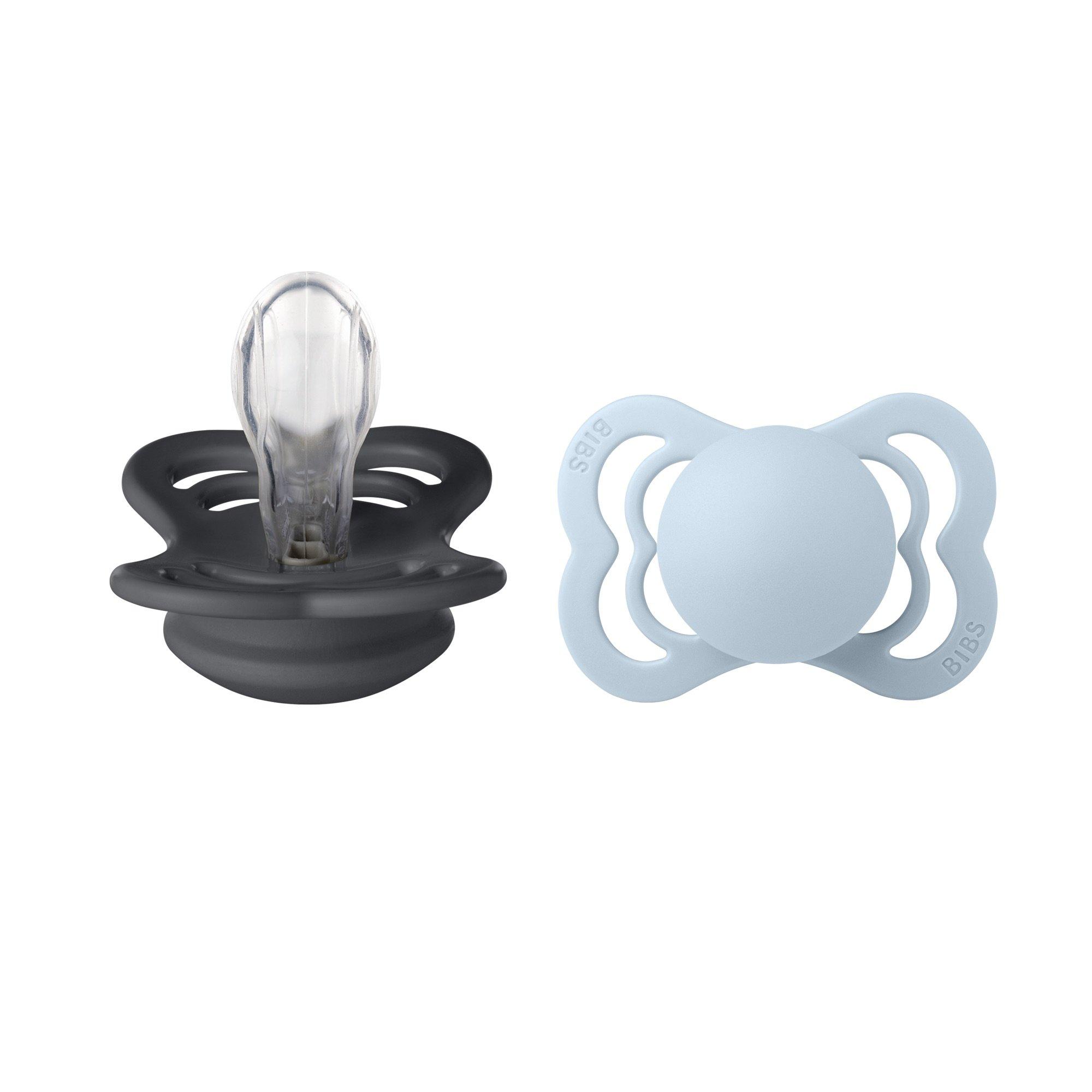 Bibs  Newborn Supreme Symmetrical Silicone Dummy - Iron / Bblue - 2