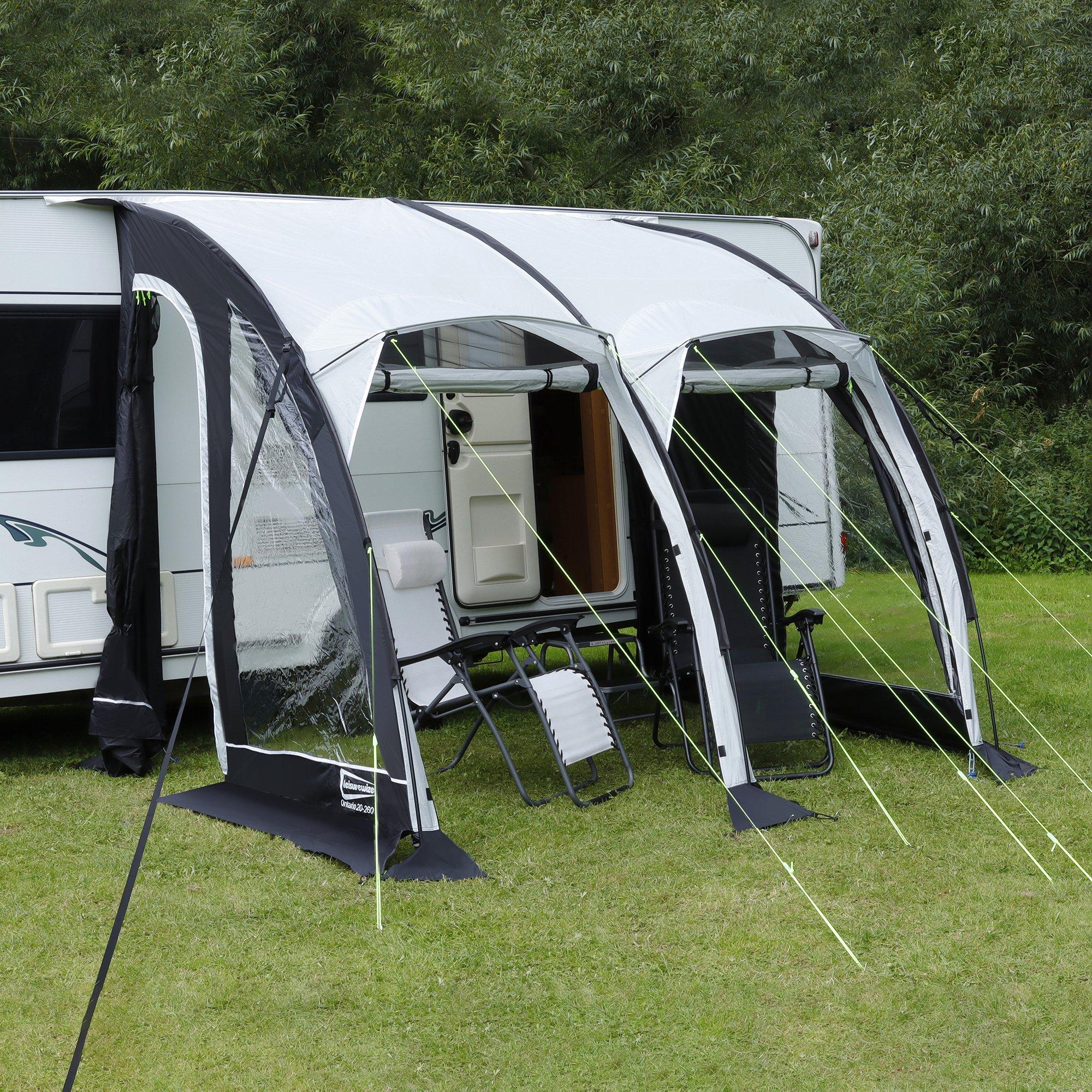 Streetwize  Ontario 20-260 Caravan Porch Awning - Black/Silver - 240dx260w
