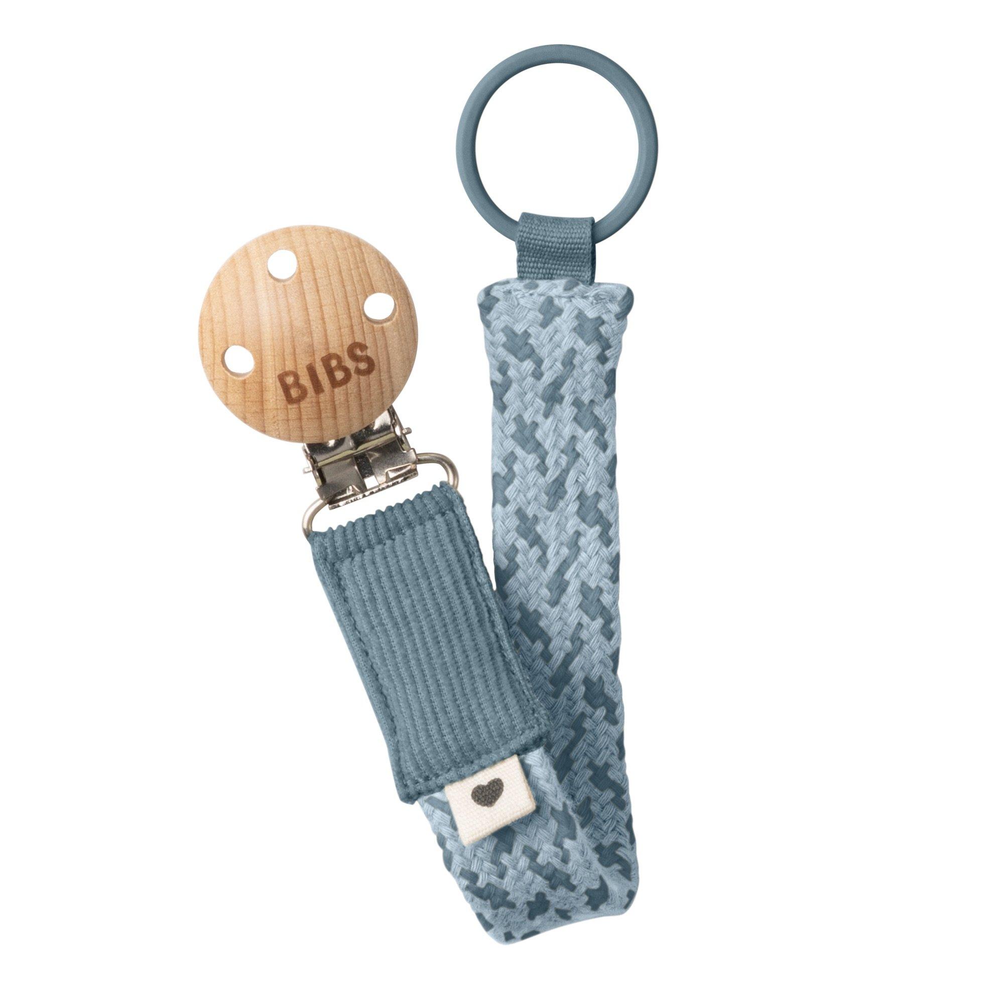 Bibs Pacifier Clip Braided - Petrol/Baby Blue - Image 3