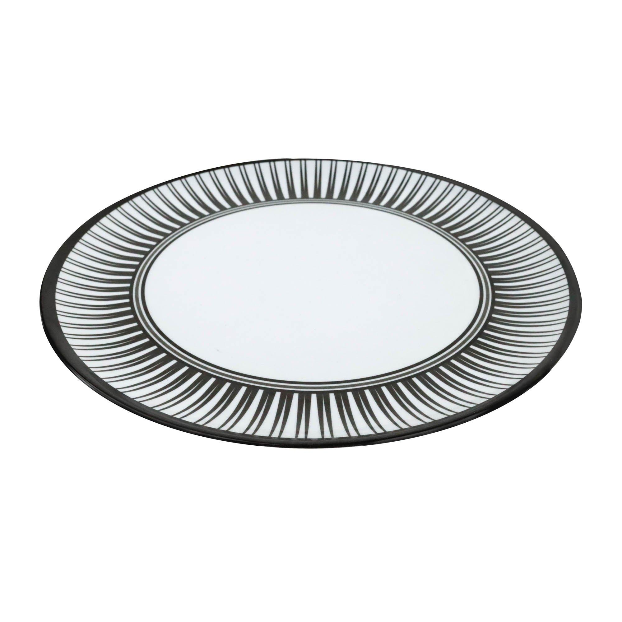 White/Black - Streetwize - 16Pc Melamine Dinner Set - Stripe - 4