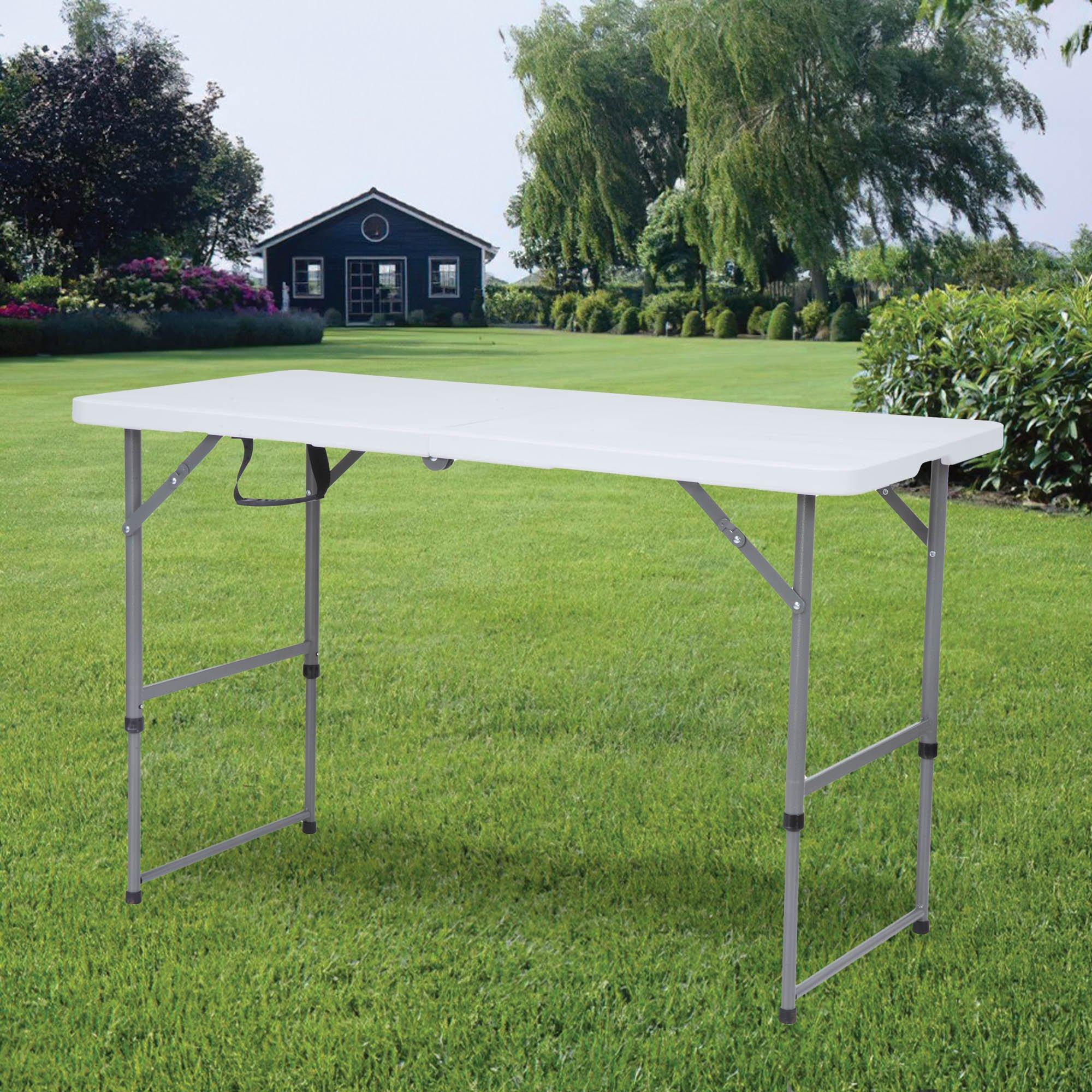 White/Grey - Streetwize - Blow Moulded Folding Table 122cm(L)x61cm(W)x73.5 - 2