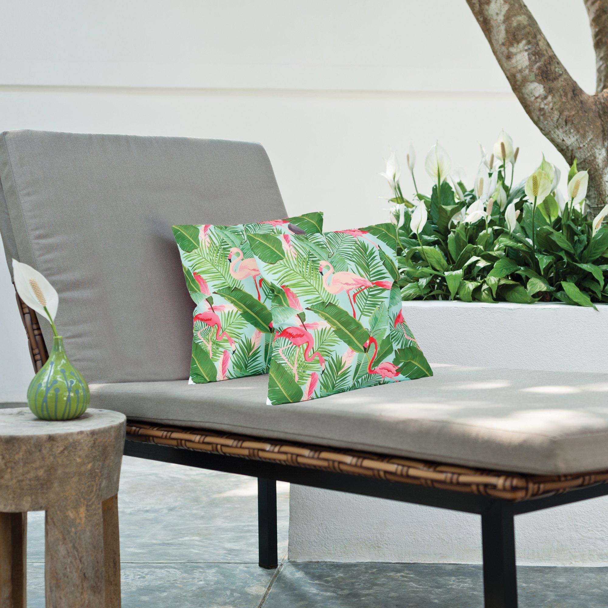 Multi - Streetwize - Outdoor Pair of  Flamingo Leaf Scatter Cushions - 3