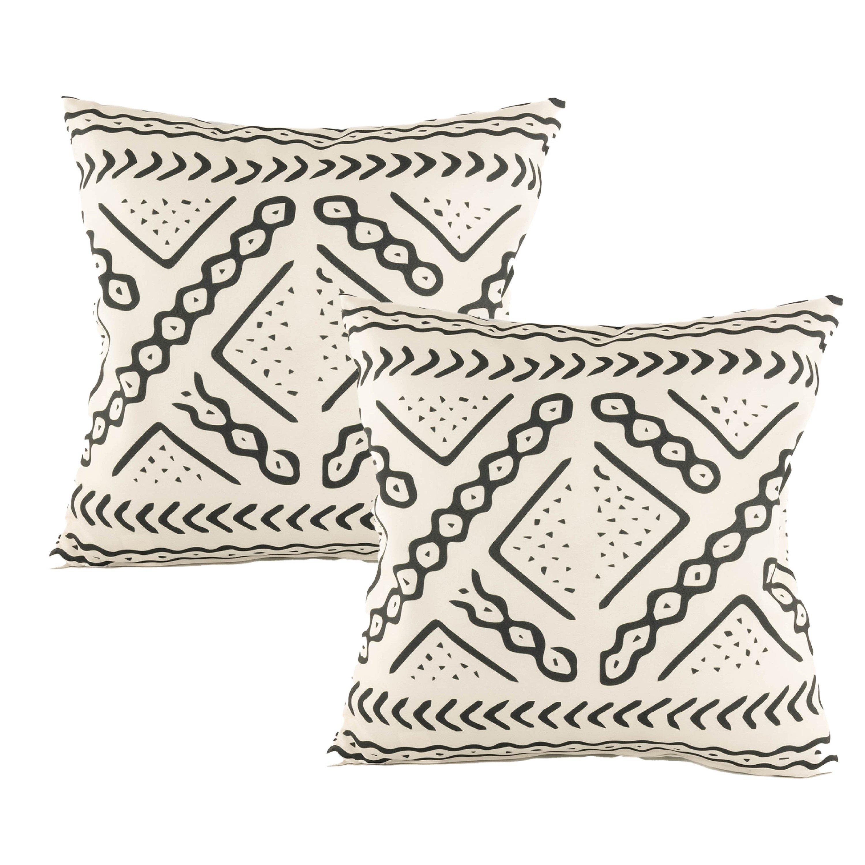 White/Black - Streetwize - Pair of Aztec Tribal Scatter Cushions - 1