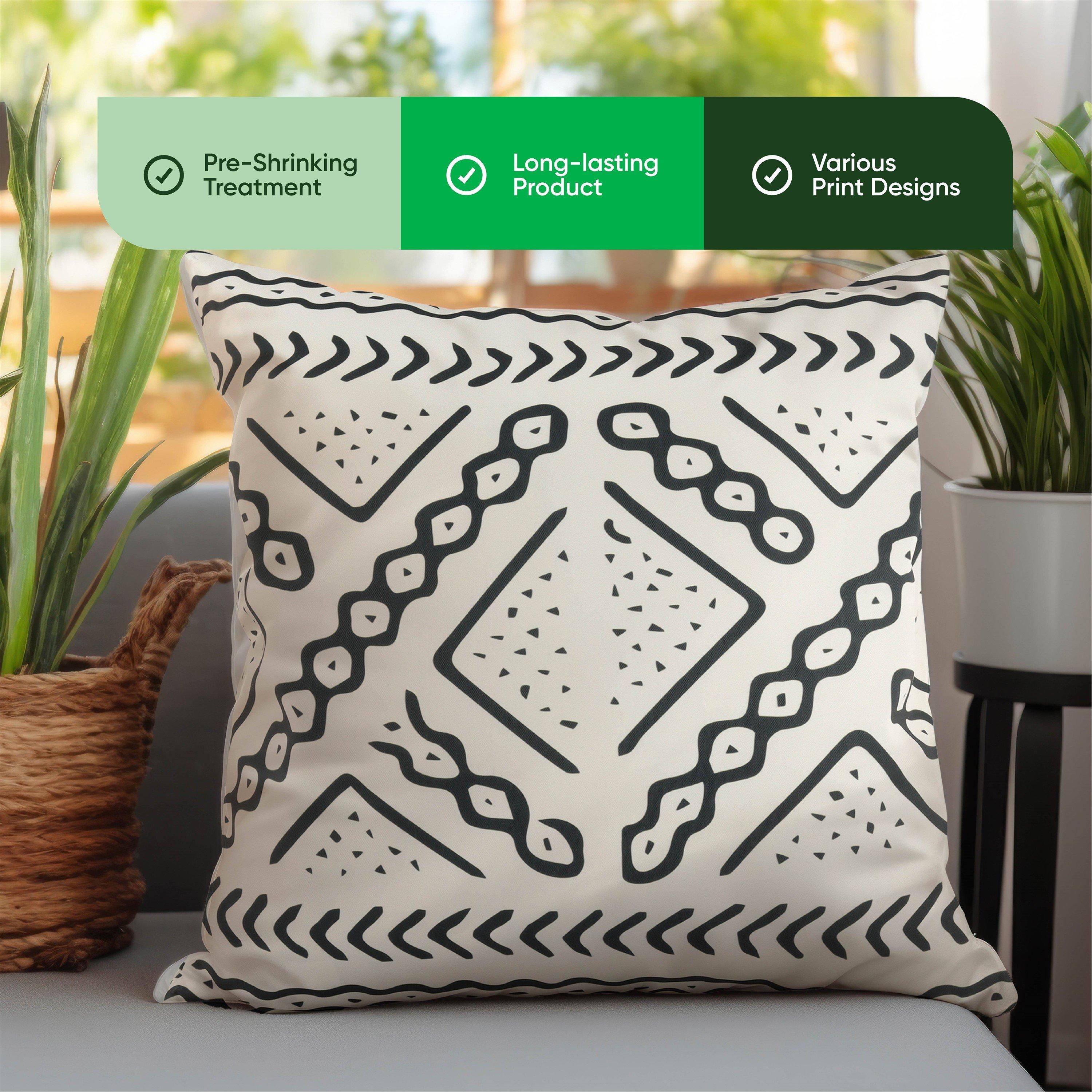 White/Black - Streetwize - Pair of Aztec Tribal Scatter Cushions - 4