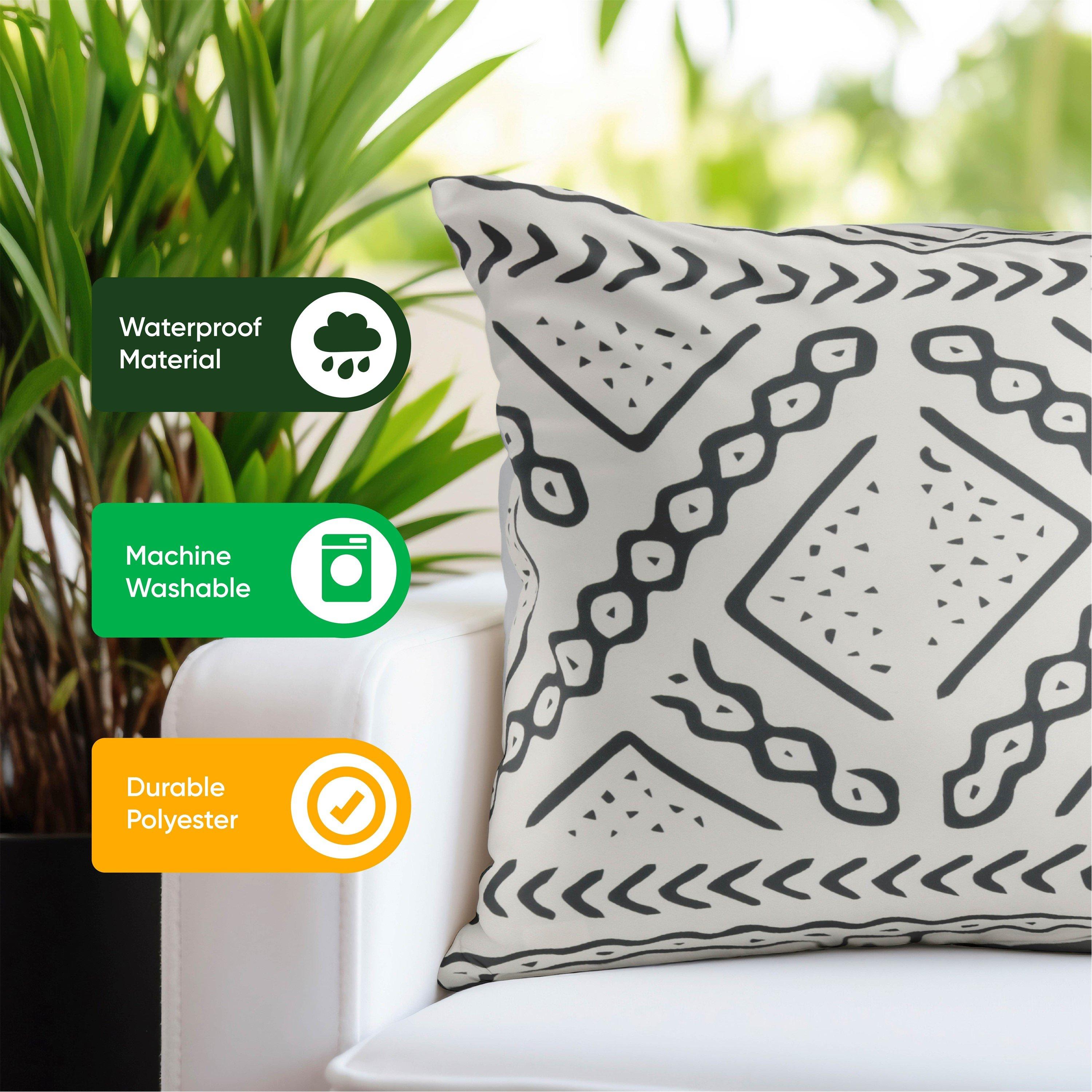 White/Black - Streetwize - Pair of Aztec Tribal Scatter Cushions - 5