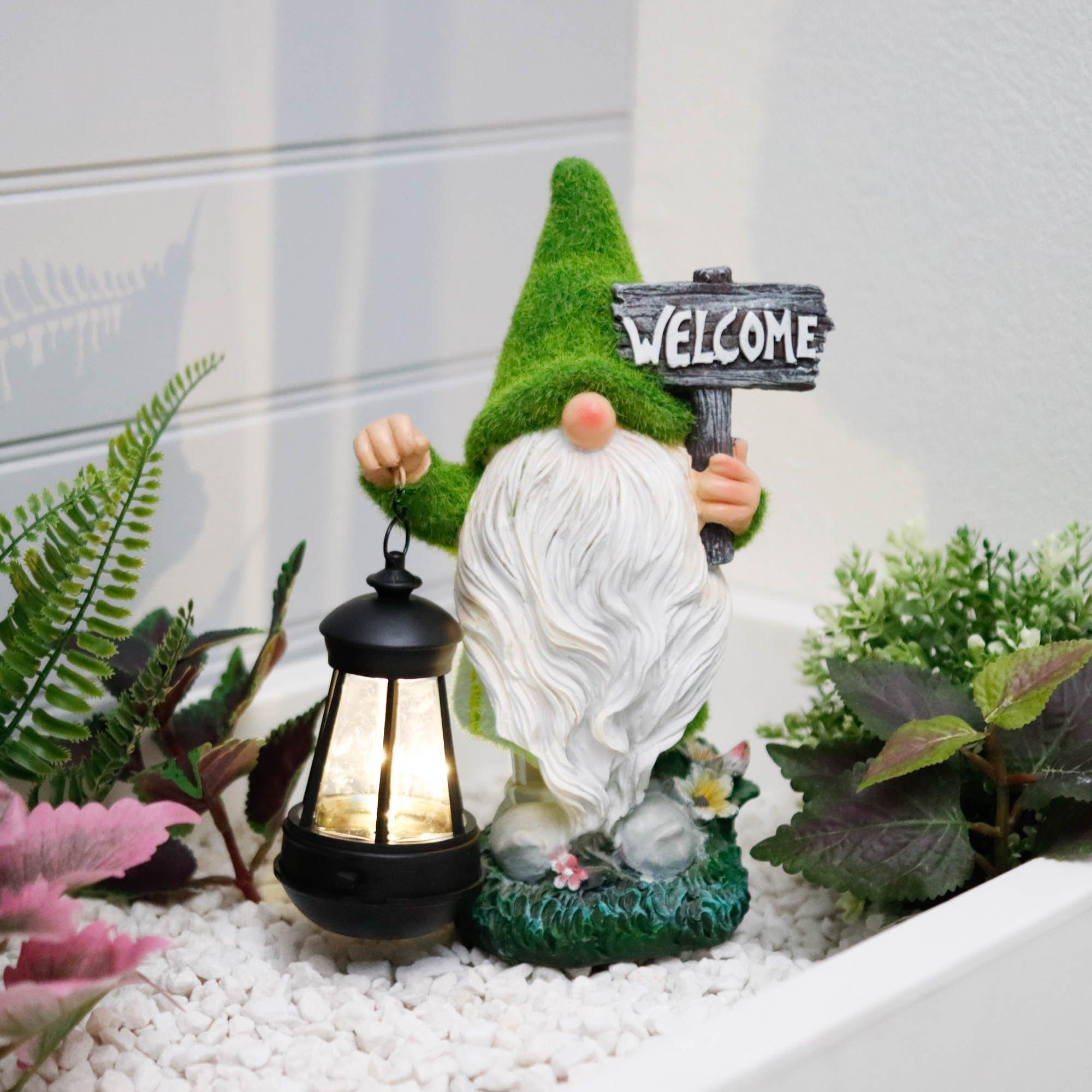 Streetwize  Gonk Ornament With Solar Led Lantern & Welcome Sig -  - 17x11x29