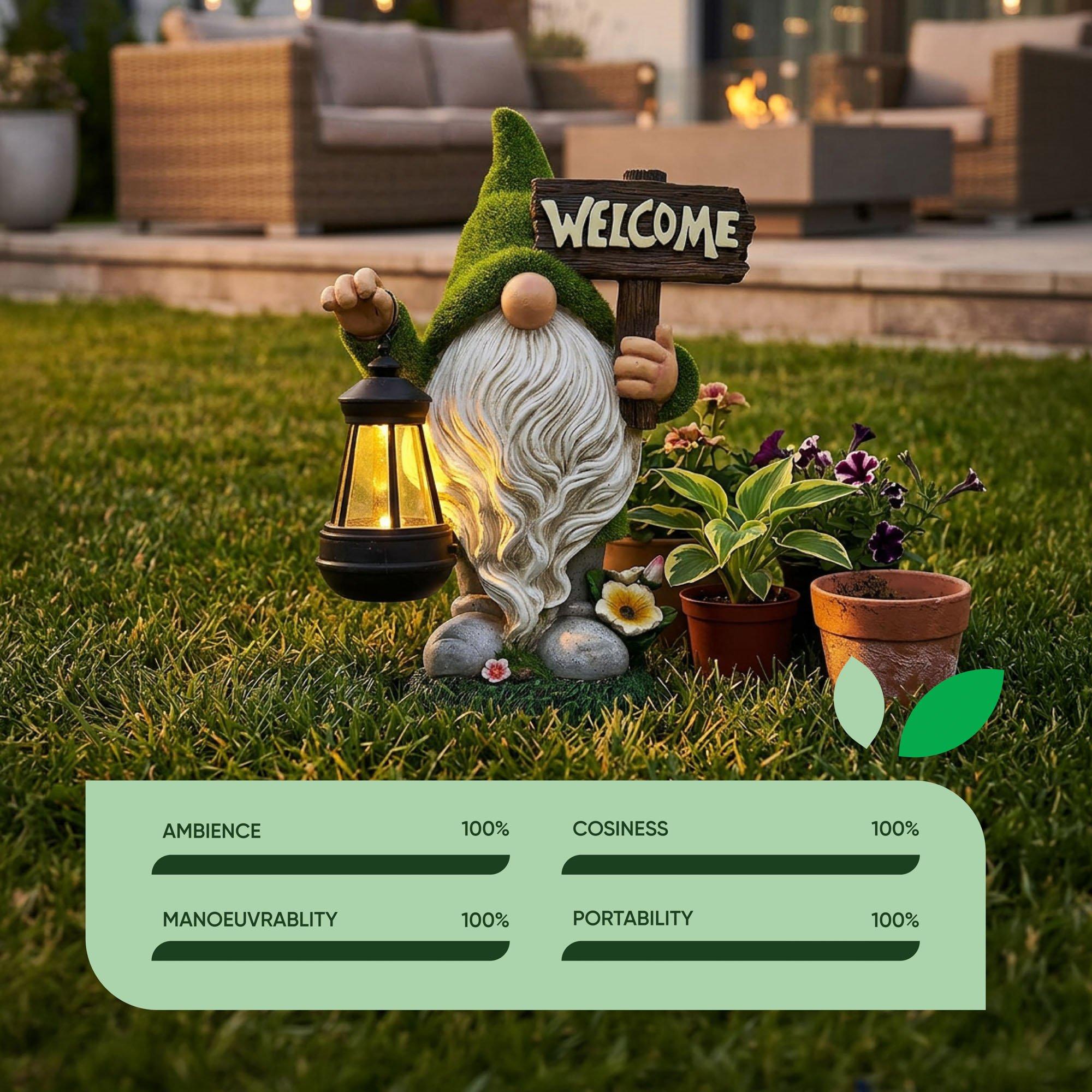 Multi - Streetwize - Gonk Ornament With Solar LED Lantern & Welcome Sig - 7