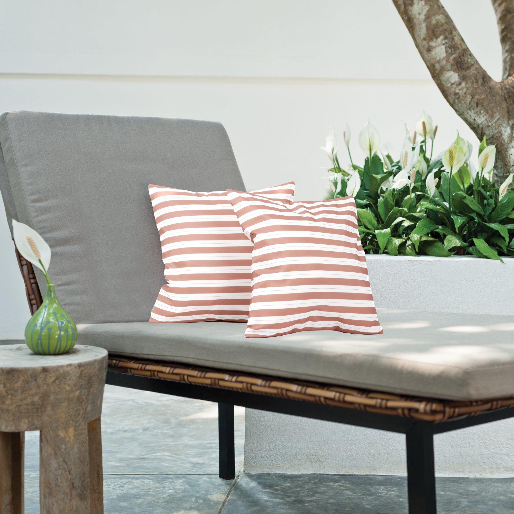Red - Streetwize - Outdoor Pair of  Red Striped Scatter Cushions - 3