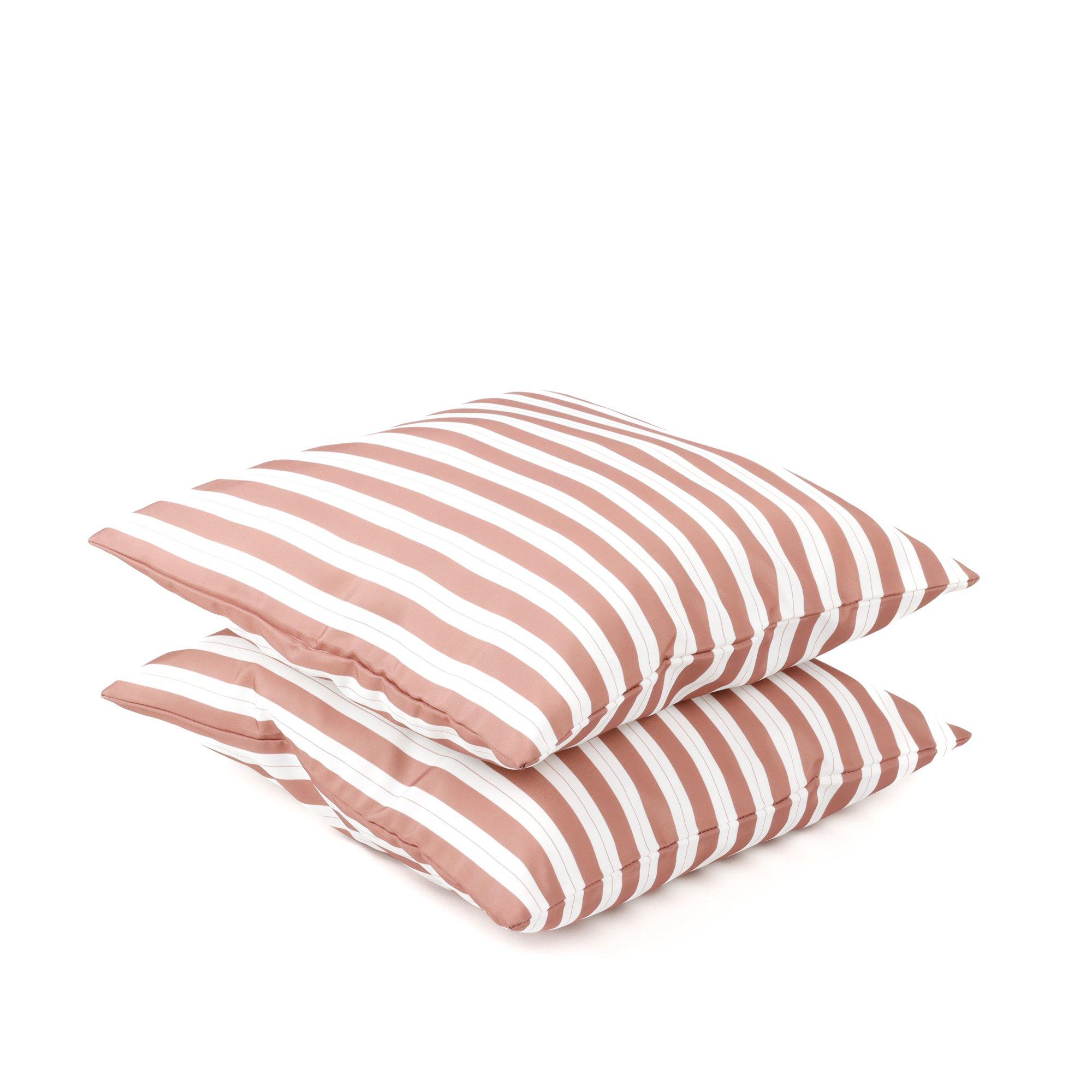 Red - Streetwize - Outdoor Pair of  Red Striped Scatter Cushions - 6
